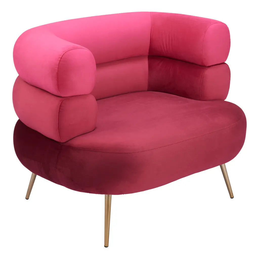 41" Red And Gold Velvet And Upholstered Arm Chair Homeroots Living Room