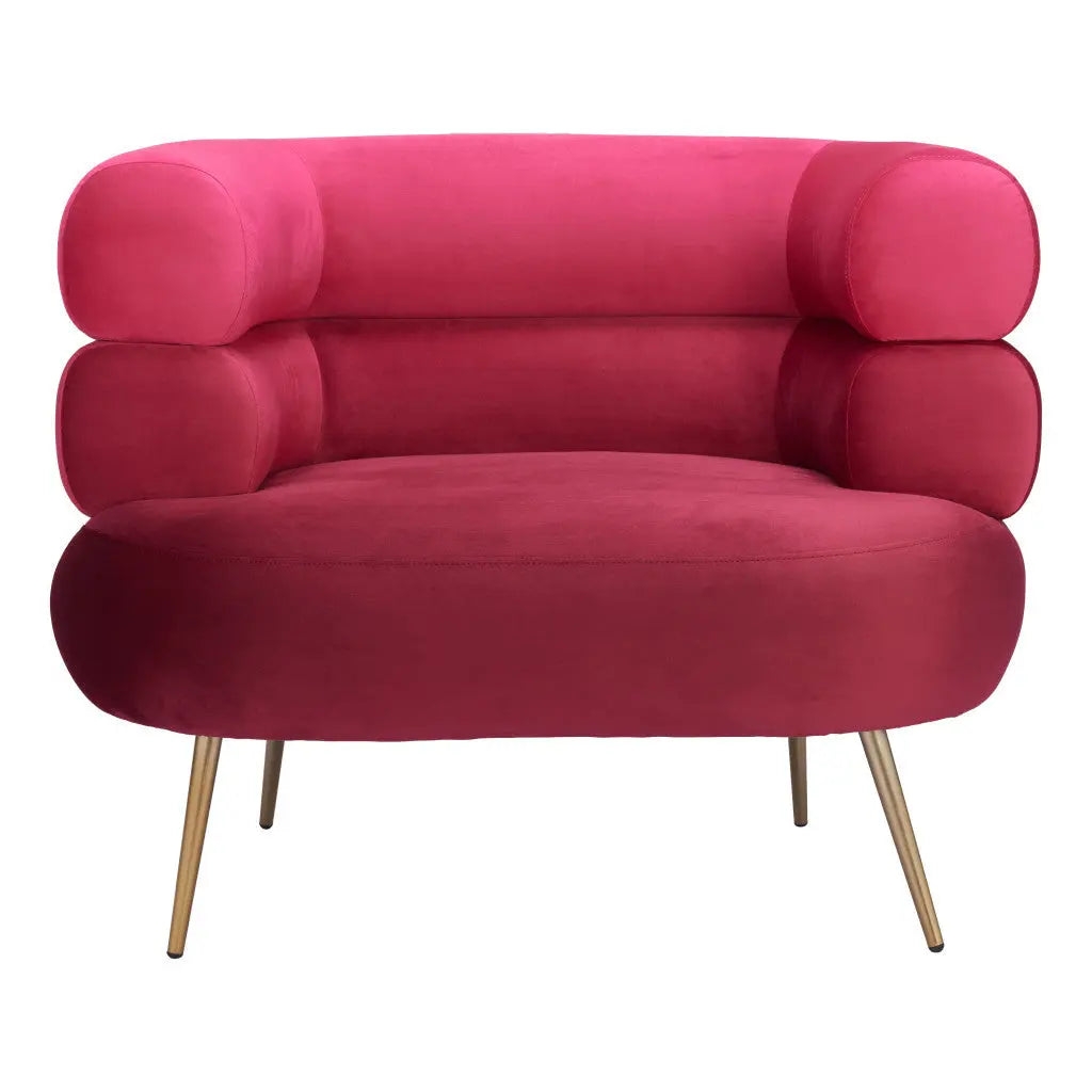 41" Red And Gold Velvet And Upholstered Arm Chair Homeroots Living Room
