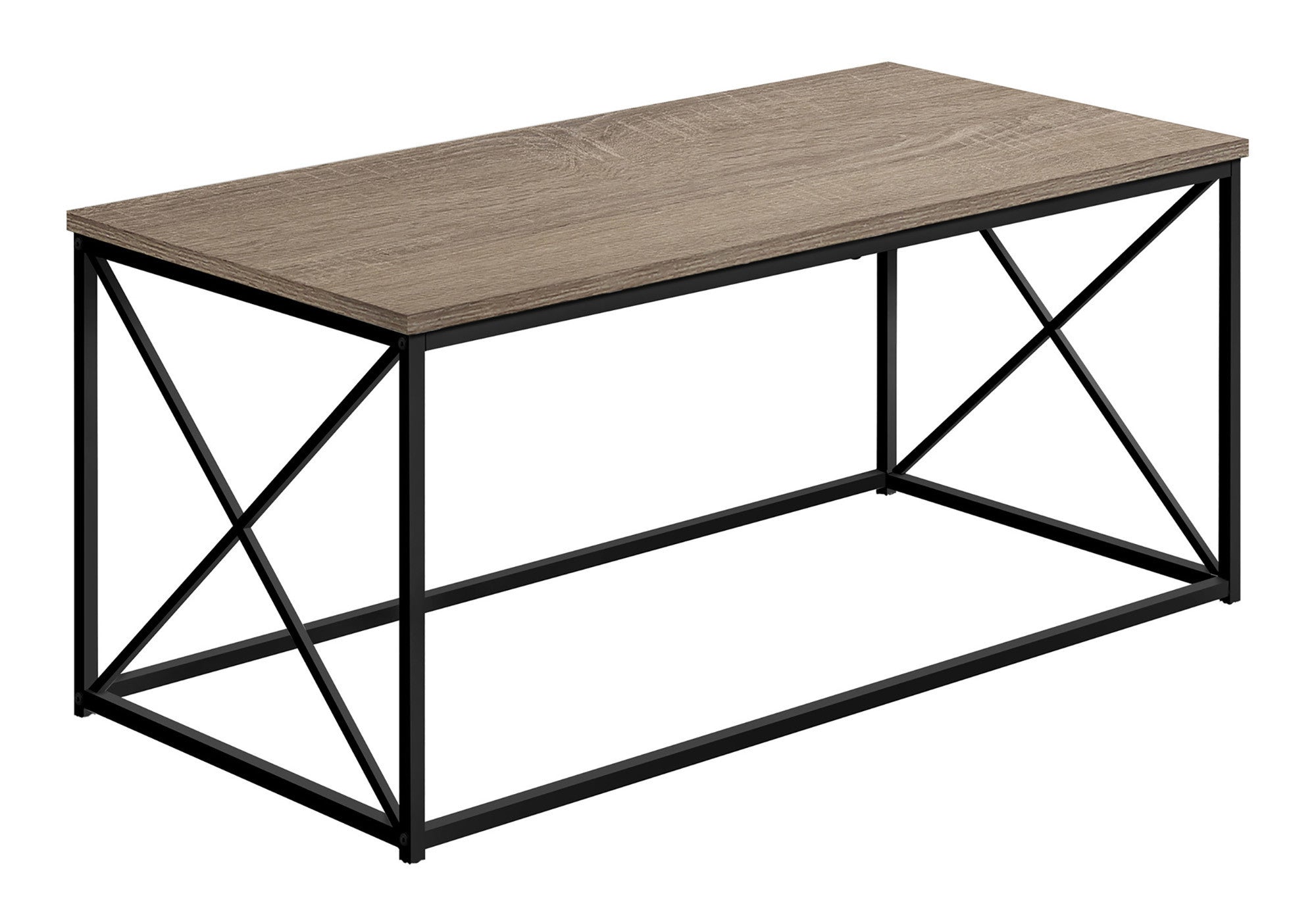 41" Taupe And Black Metal Coffee Table Homeroots Living Room