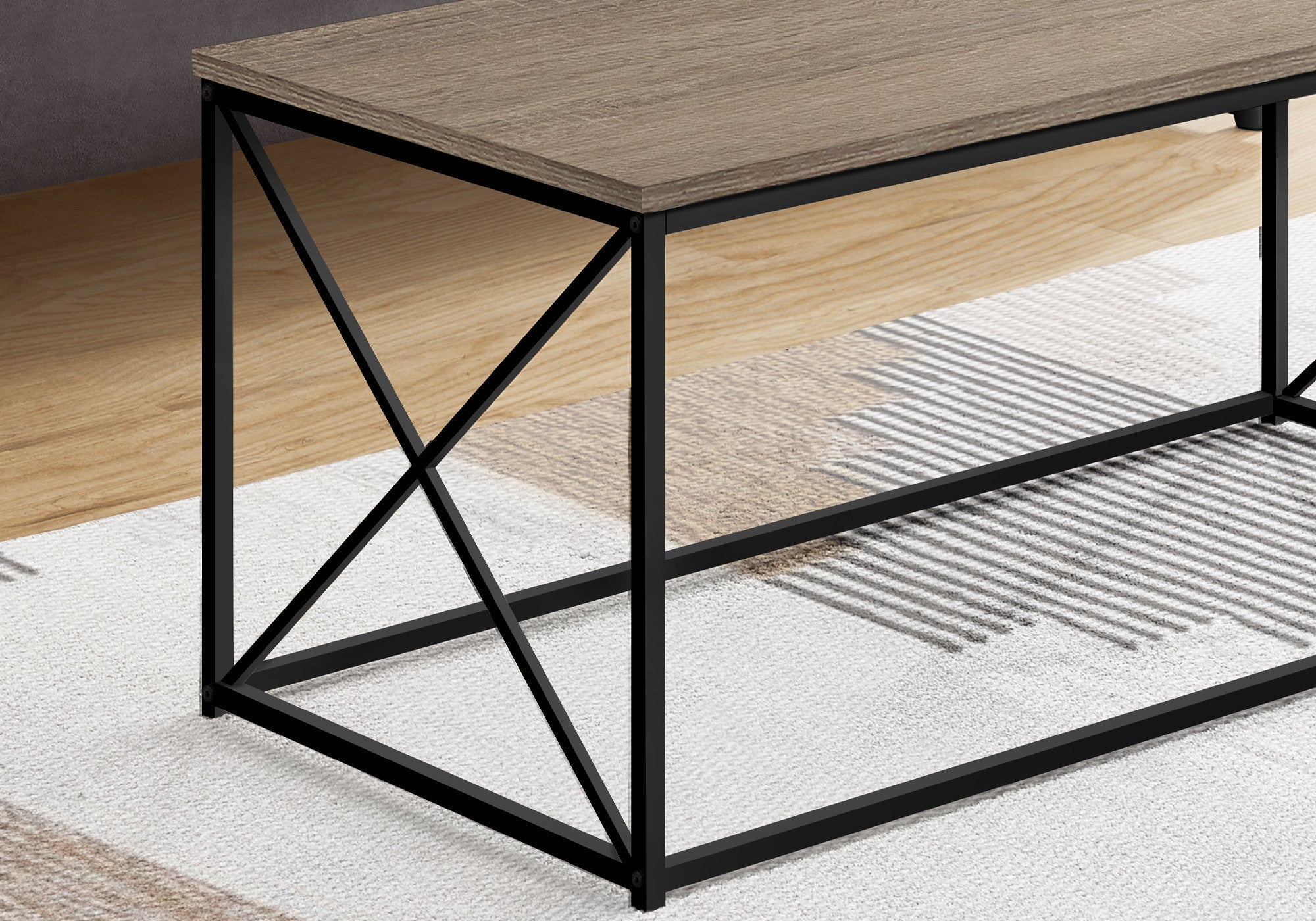 41" Taupe And Black Metal Coffee Table Homeroots Living Room