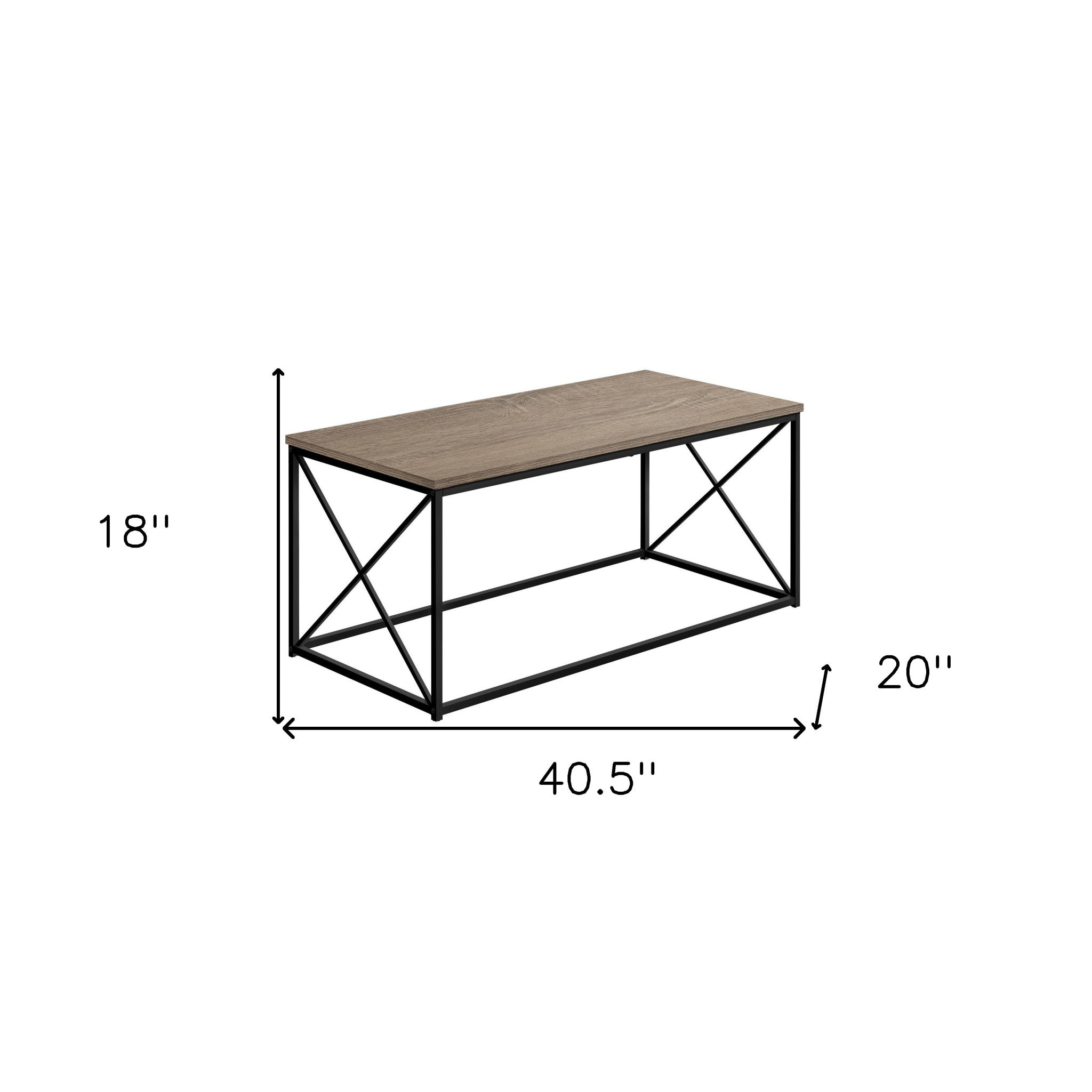 41" Taupe And Black Metal Coffee Table Homeroots Living Room