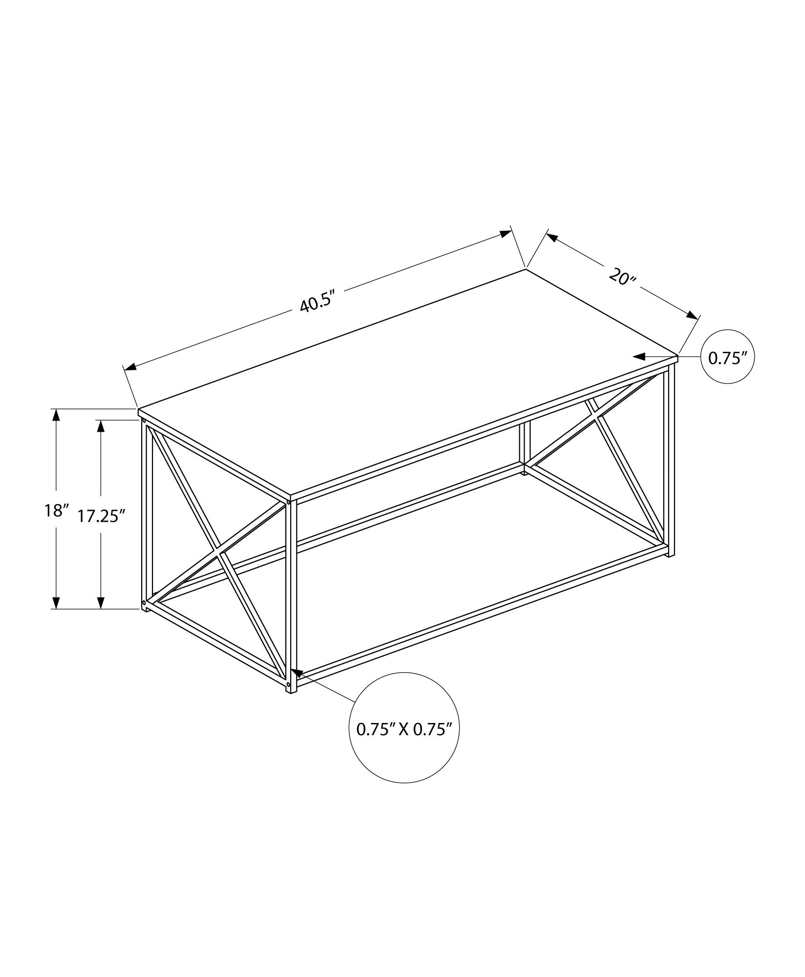 41" Taupe And Black Metal Coffee Table Homeroots Living Room