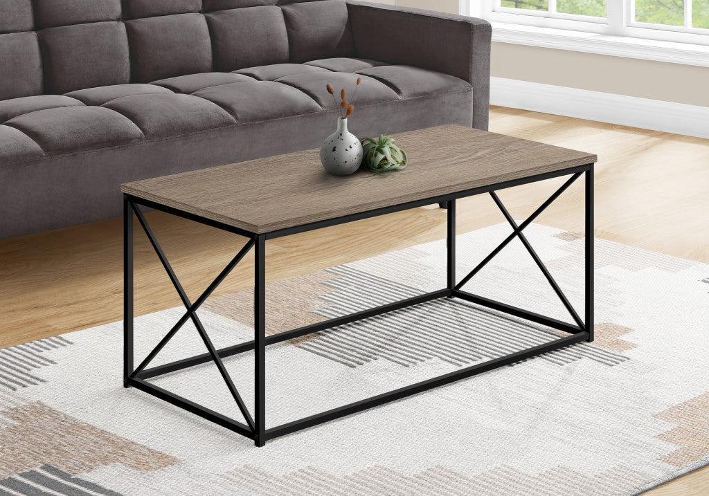 41" Taupe And Black Metal Coffee Table Homeroots Living Room