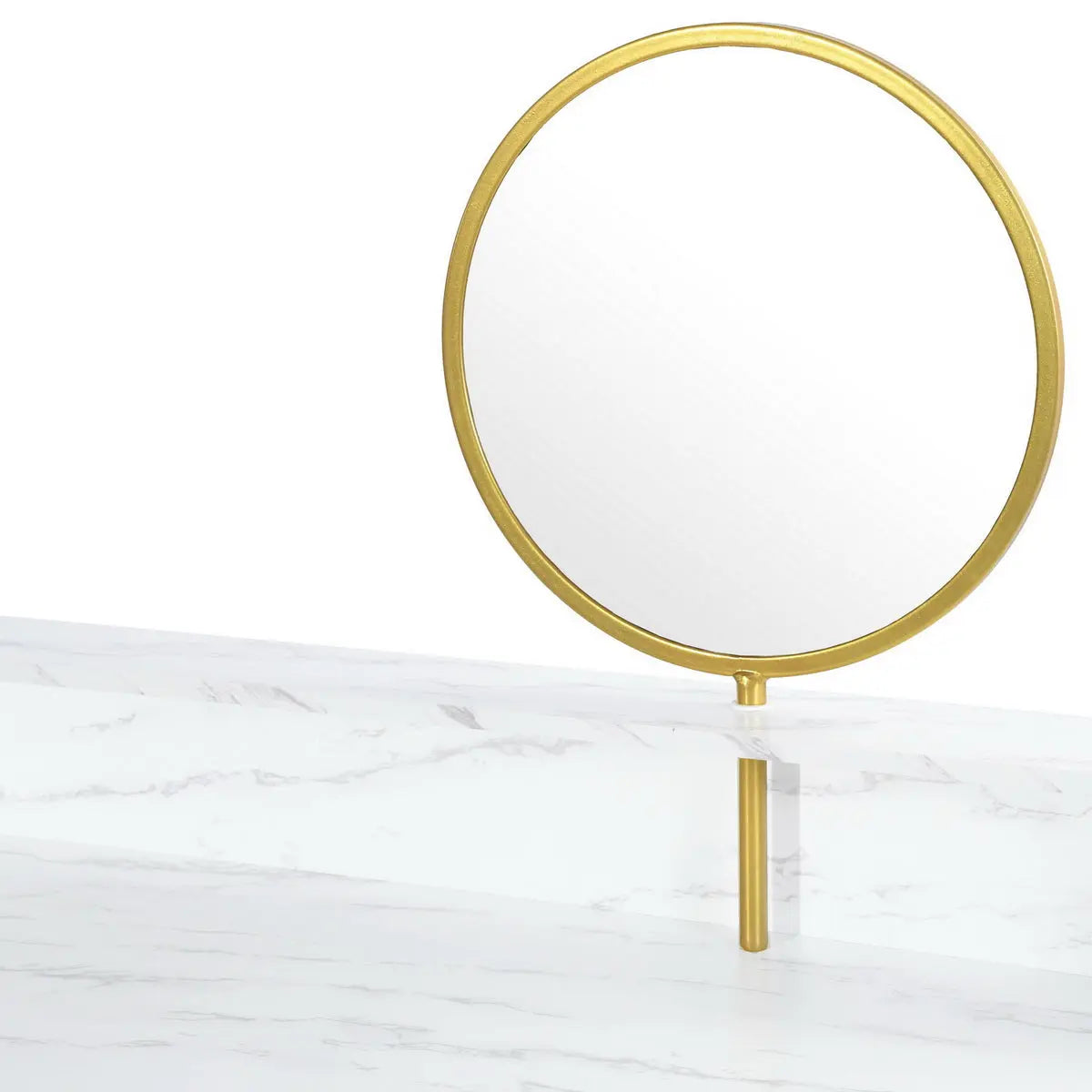 41" White And Gold Faux Marble and Steel Vanity Table with Mirror Homeroots Living Room