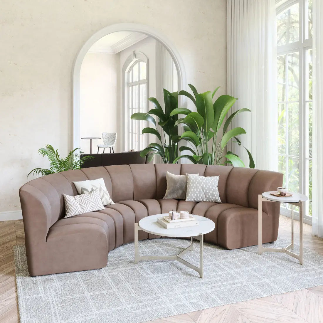 42" Beige Velvet Modular Sofa Homeroots Living Room