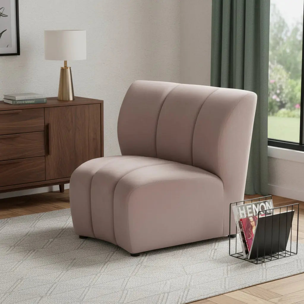 42" Beige Velvet Modular Sofa Homeroots Living Room