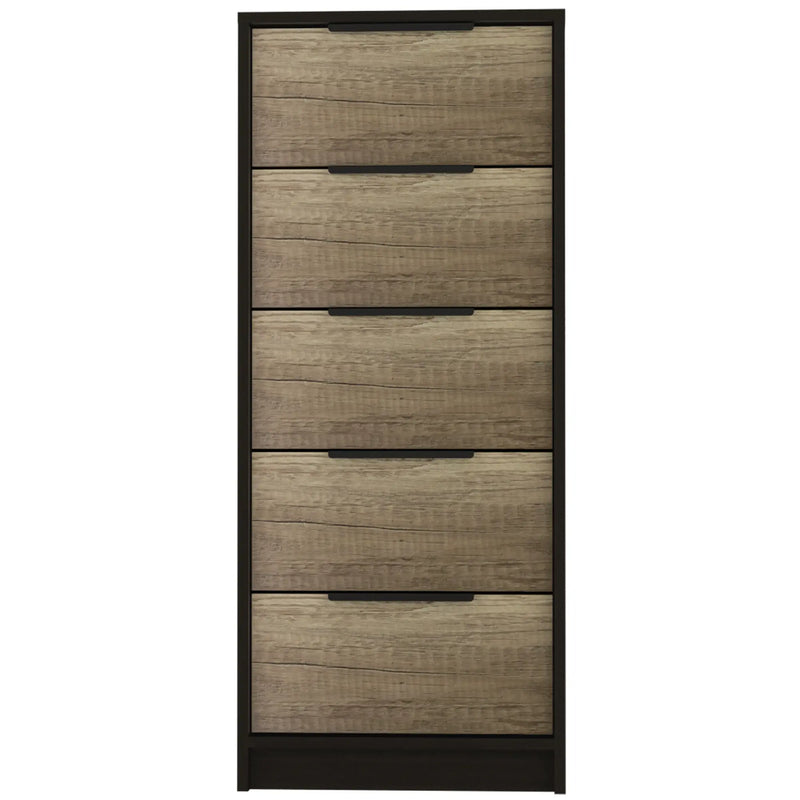 42" Black And Light Oak Manufactured Wood Five Drawer Chest - GreatEagleInc