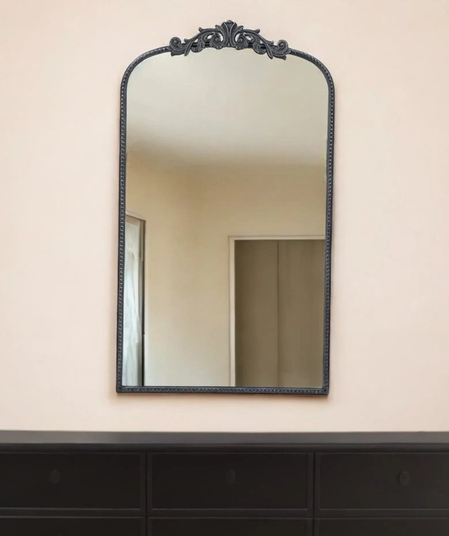 42" Black Arch Iron Framed Accent Mirror Homeroots Bed & Bath