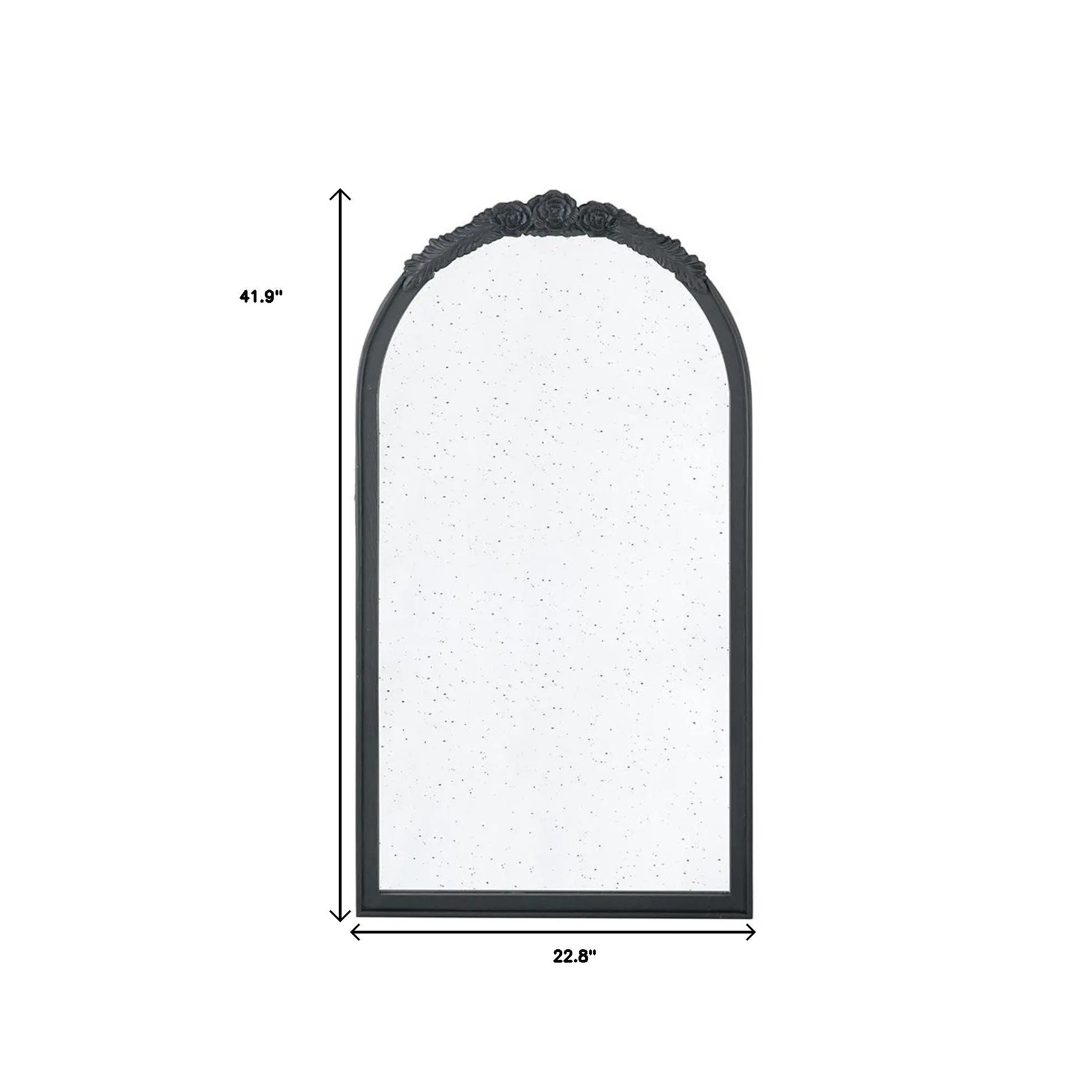 42" Black Crowned Top Antiqued Glass Arch Framed Accent Mirror Homeroots Bed & Bath