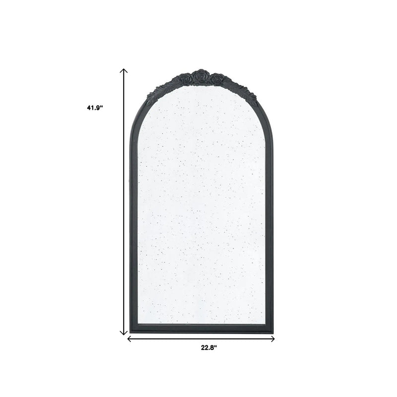42" Black Crowned Top Antiqued Glass Arch Framed Accent Mirror Homeroots Bed & Bath