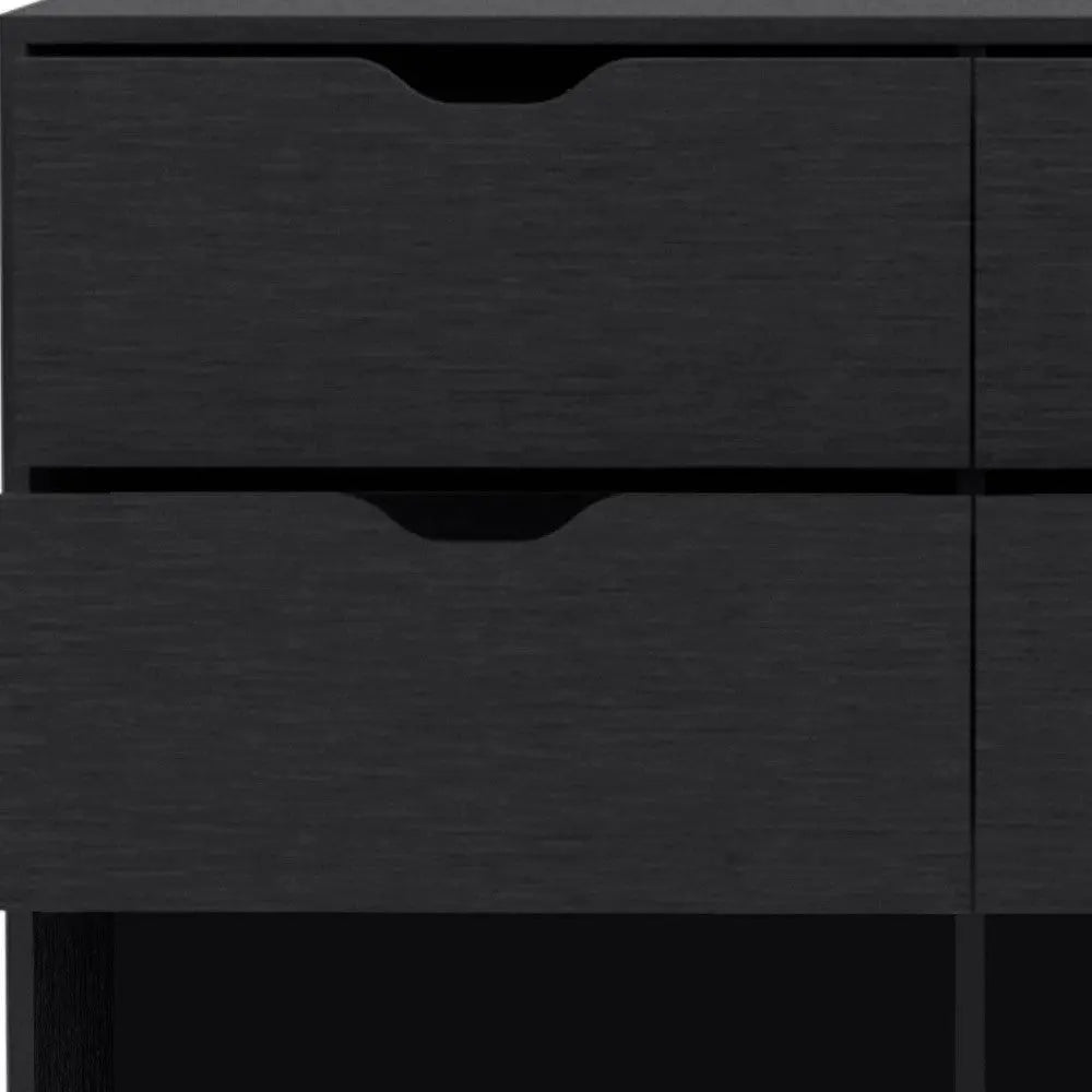 42" Black Four Drawer Double Dresser Homeroots Bed & Bath