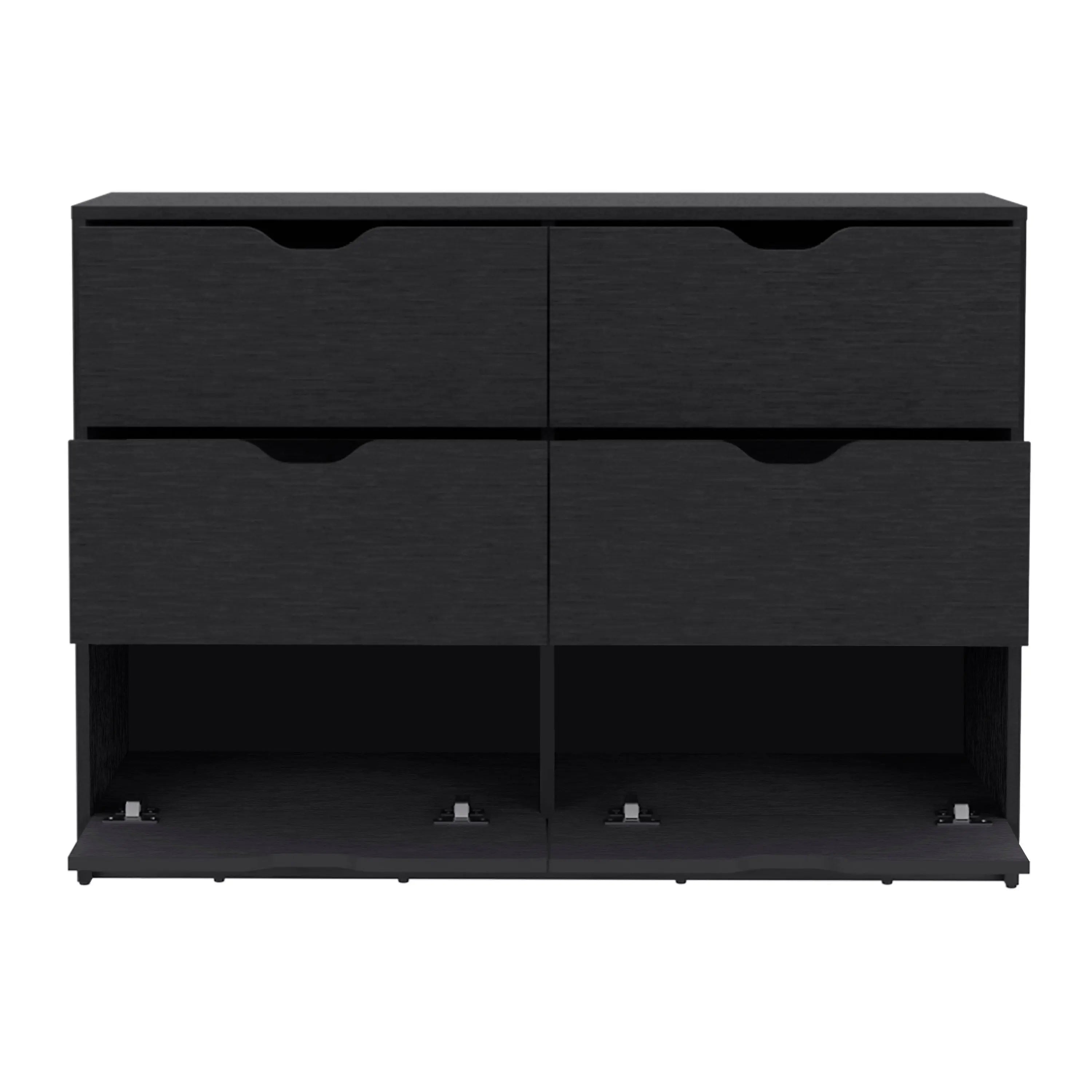 42" Black Four Drawer Double Dresser Homeroots Bed & Bath