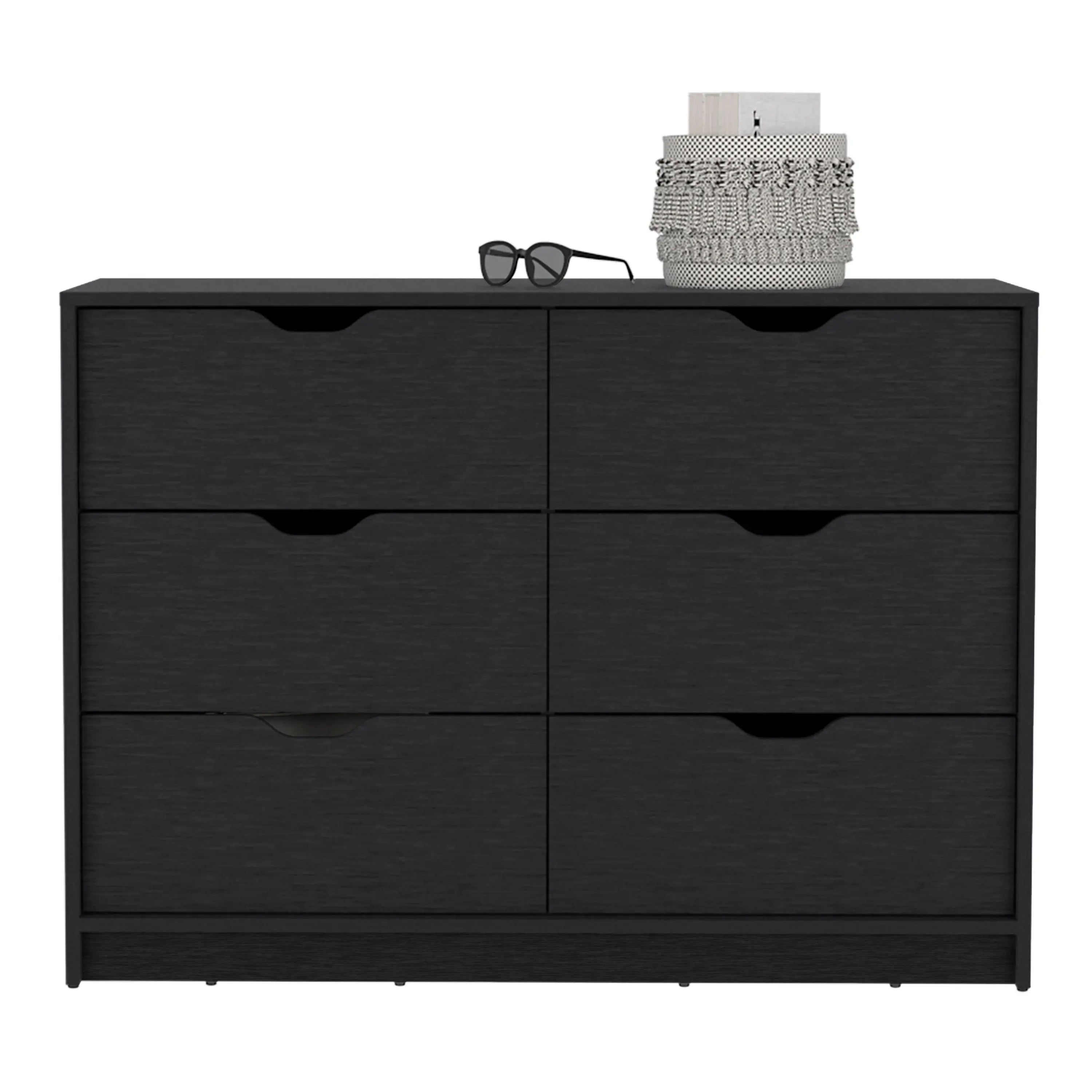 42" Black Four Drawer Double Dresser Homeroots Bed & Bath