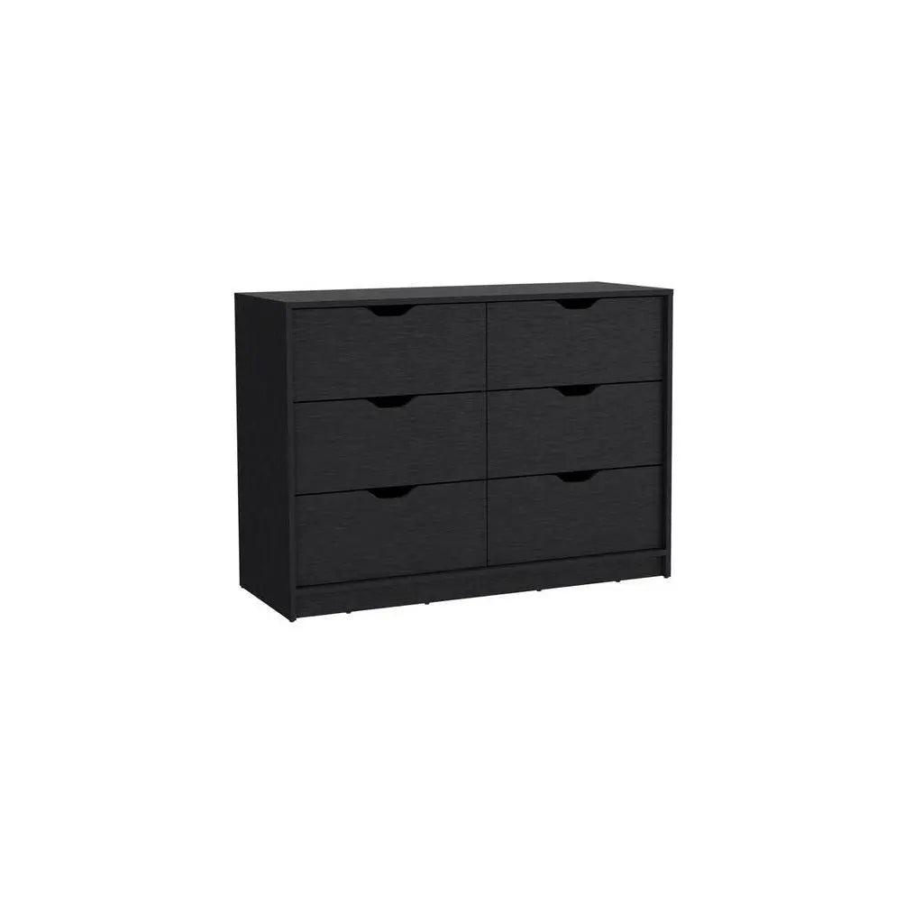 42" Black Four Drawer Double Dresser Homeroots Bed & Bath