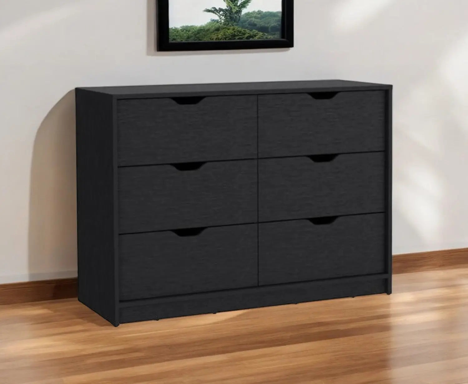 42" Black Four Drawer Double Dresser Homeroots Bed & Bath