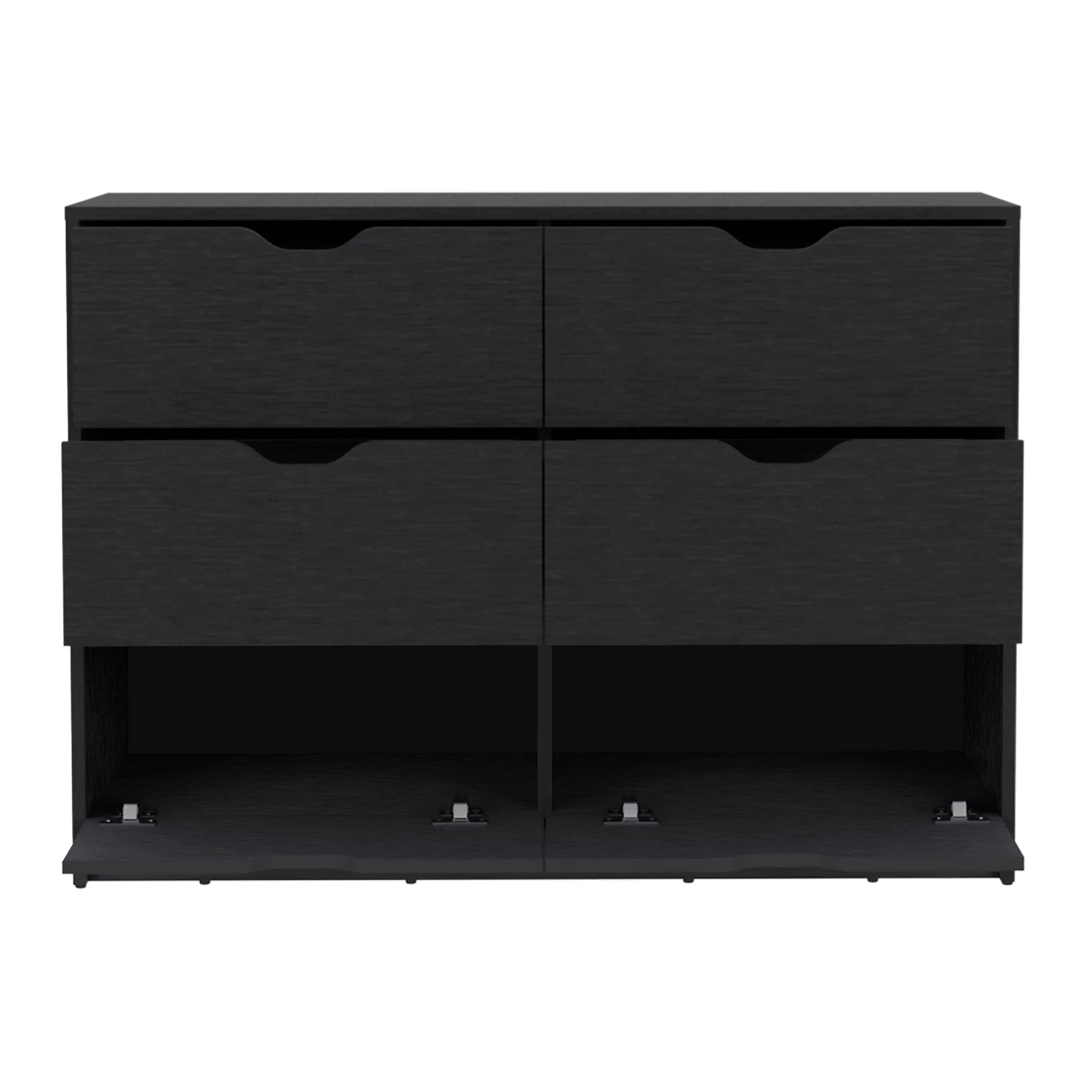 42" Black Four Drawer Double Dresser Homeroots Bed & Bath