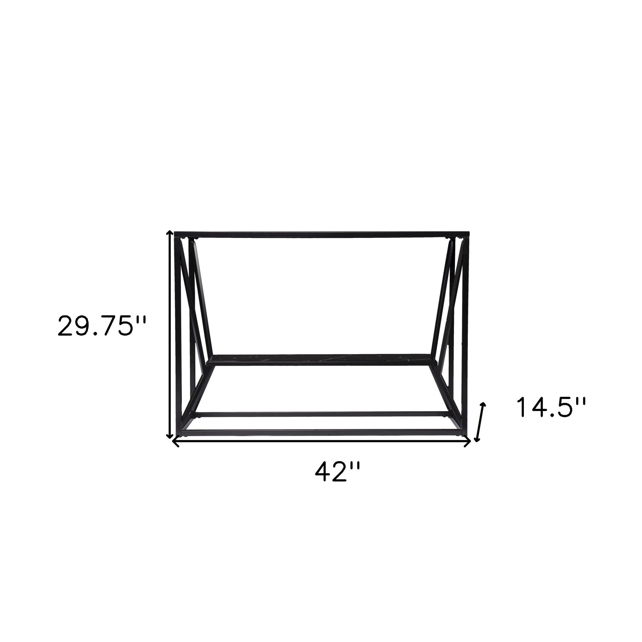 42" Black Glass Frame Console Table With Shelves Homeroots Living Room