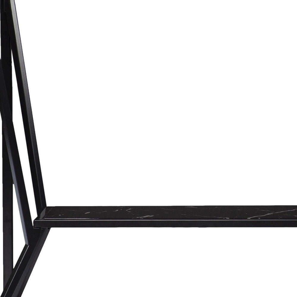 42" Black Glass Frame Console Table With Shelves Homeroots Living Room