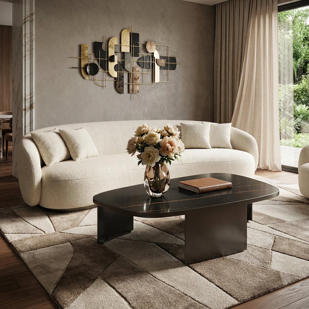 42" Black Ceramic Tile and Steel Coffee Table - GreatEagleInc
