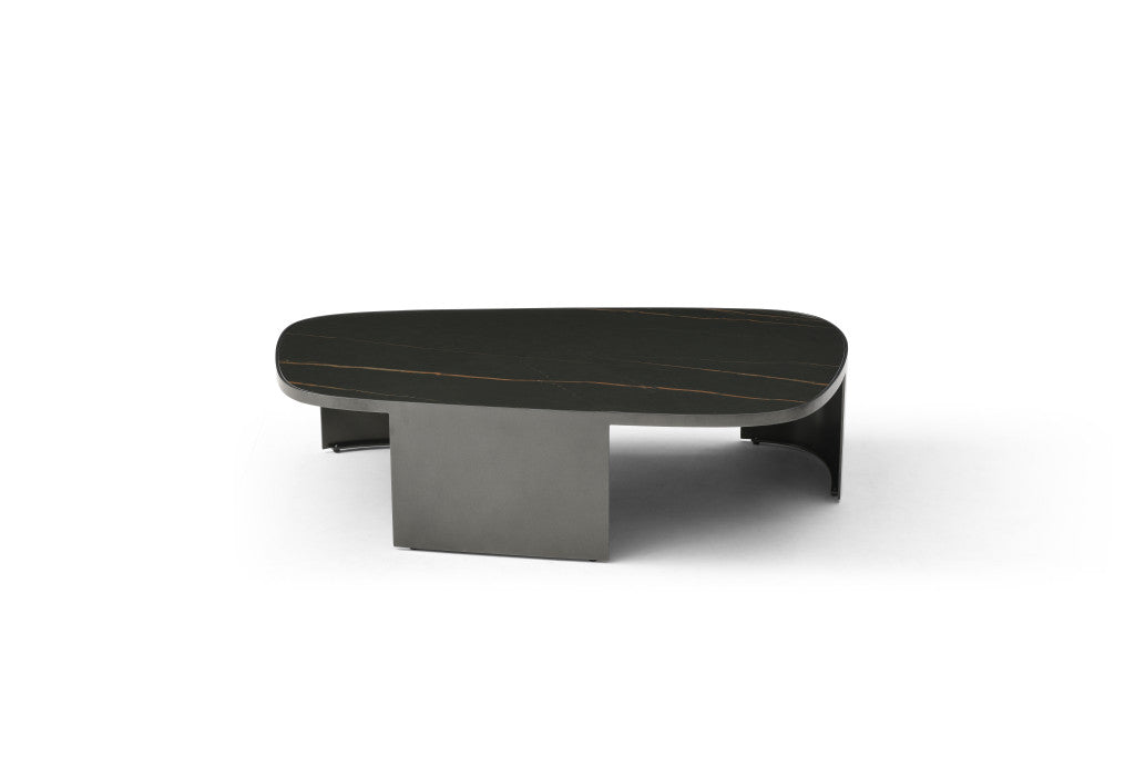 42" Black Ceramic Tile and Steel Coffee Table - GreatEagleInc