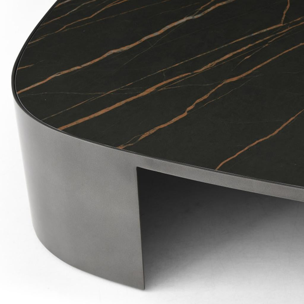 42" Black Ceramic Tile and Steel Coffee Table - GreatEagleInc
