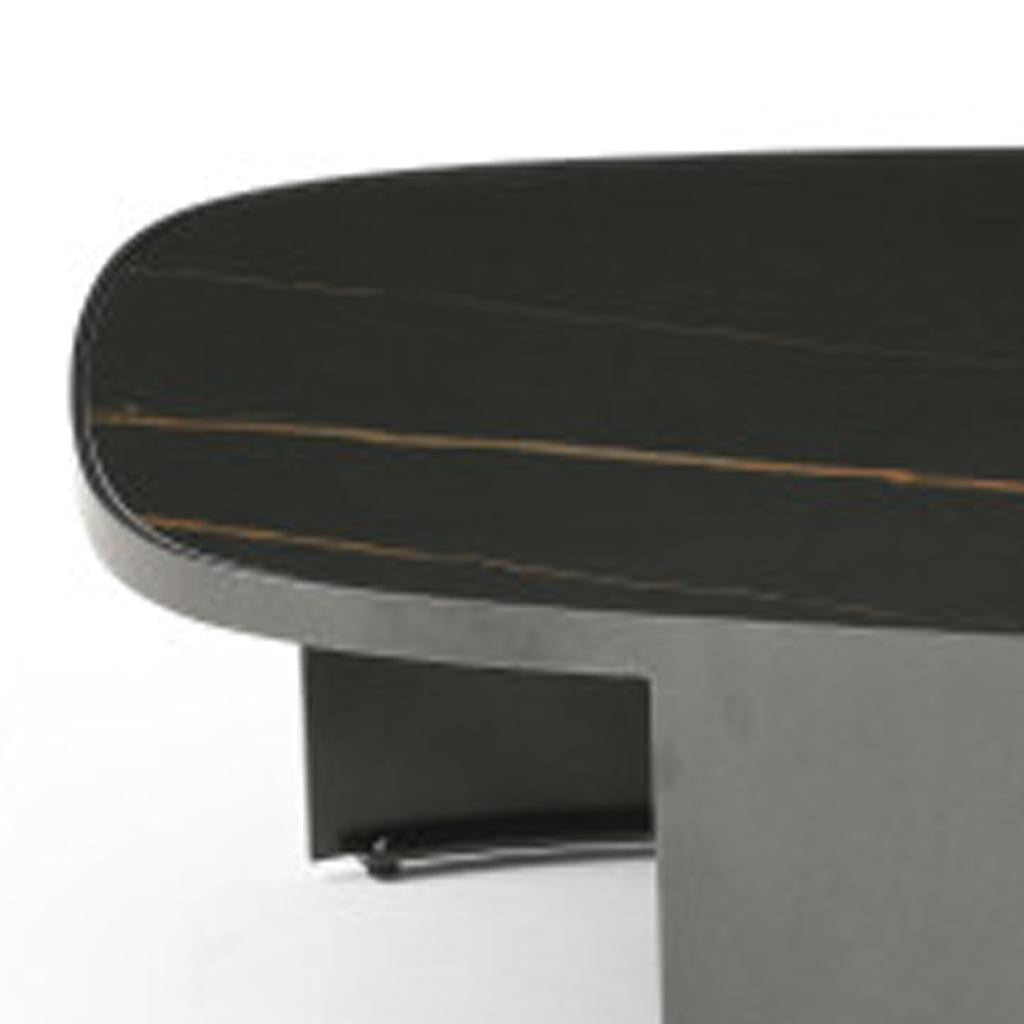 42" Black Ceramic Tile and Steel Coffee Table - GreatEagleInc
