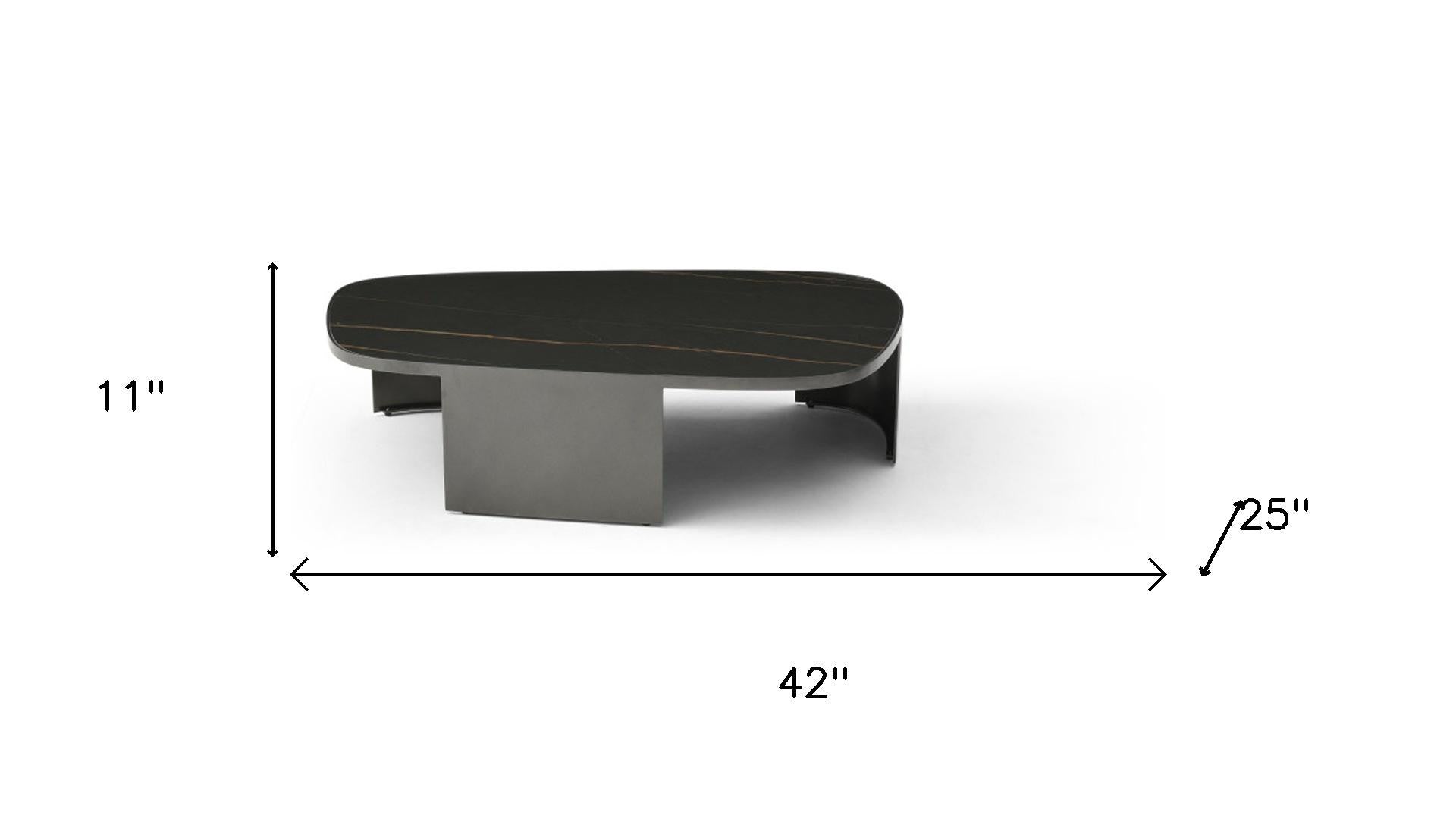 42" Black Ceramic Tile and Steel Coffee Table - GreatEagleInc