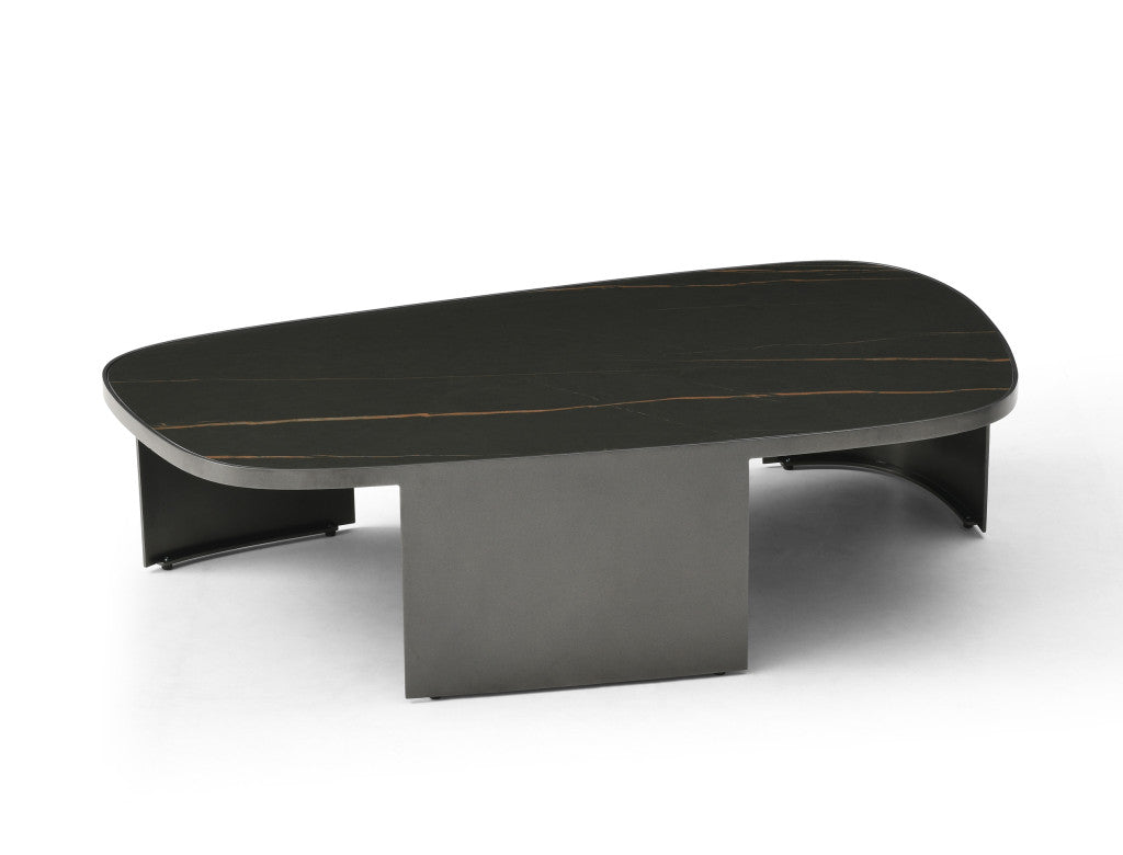 42" Black Ceramic Tile and Steel Coffee Table - GreatEagleInc