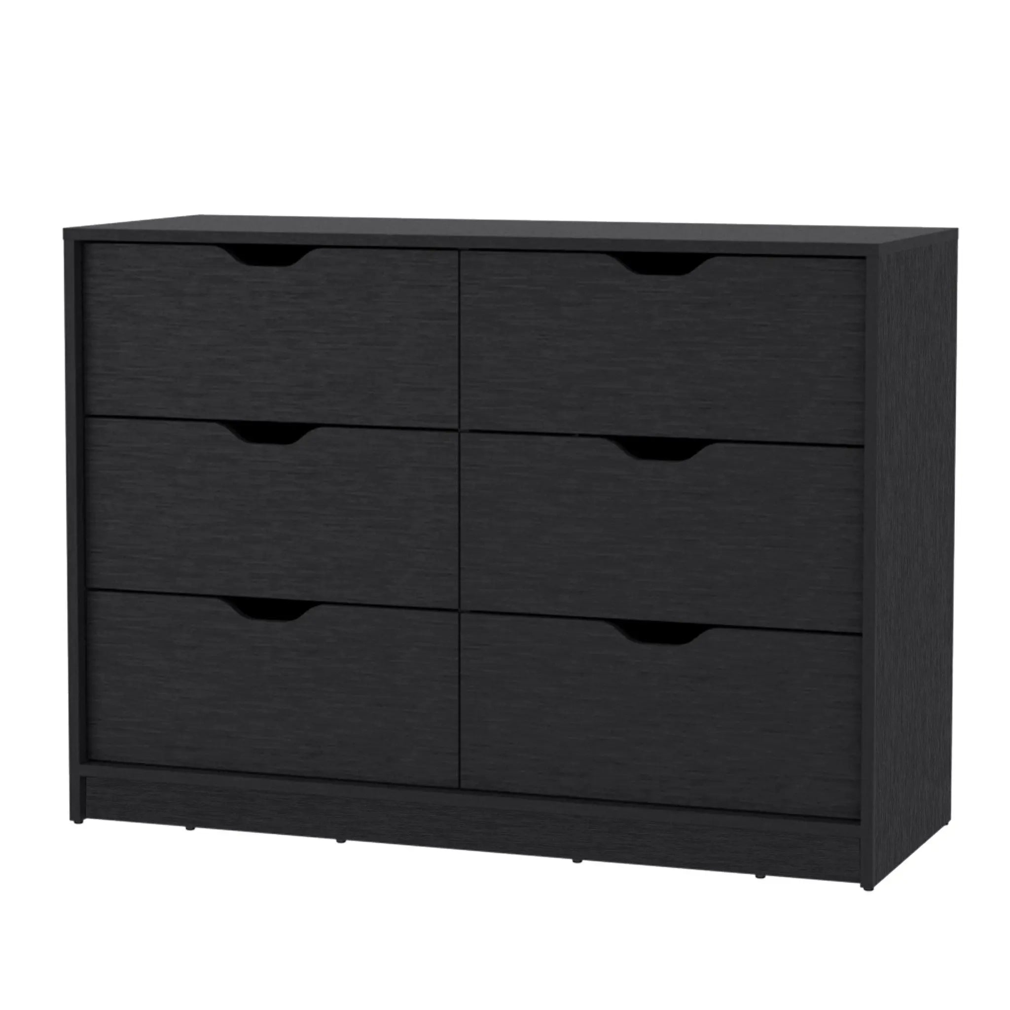 42" Black Manufactured Wood Six Drawer Modern Dresser Homeroots Bed & Bath