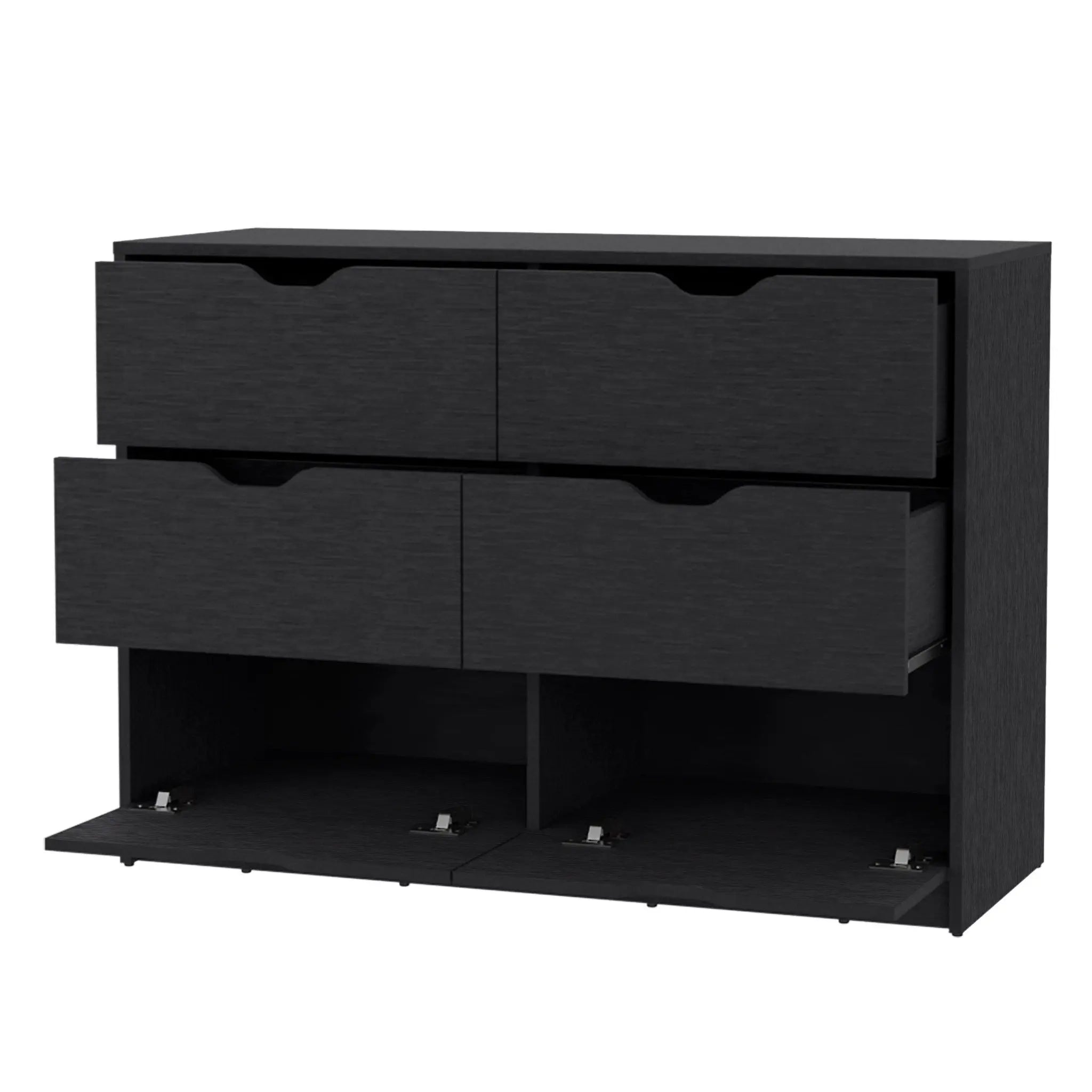 42" Black Manufactured Wood Six Drawer Modern Dresser Homeroots Bed & Bath