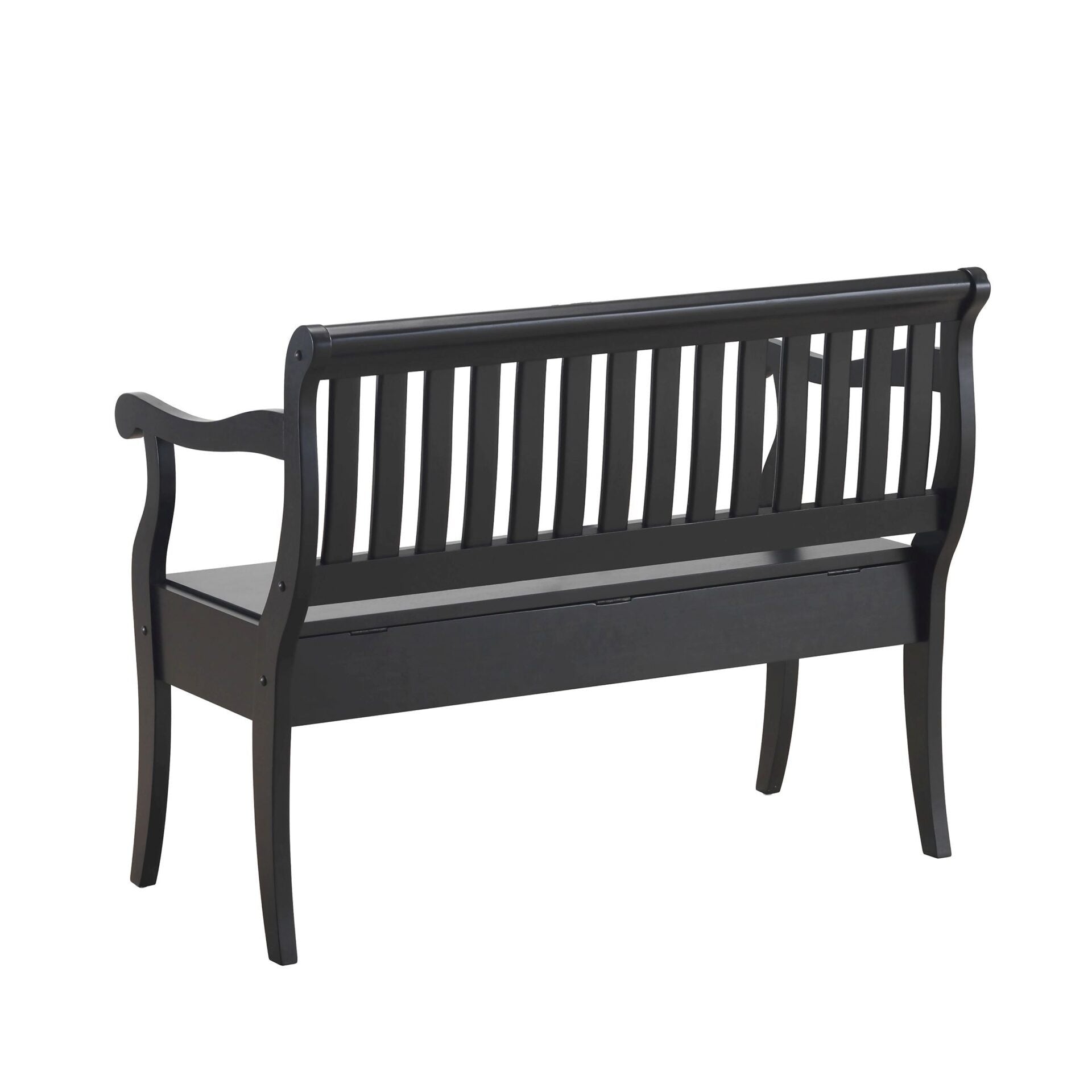 42" Black Solid Wood Distressed Storage Bench With Flip Top Homeroots Living Room