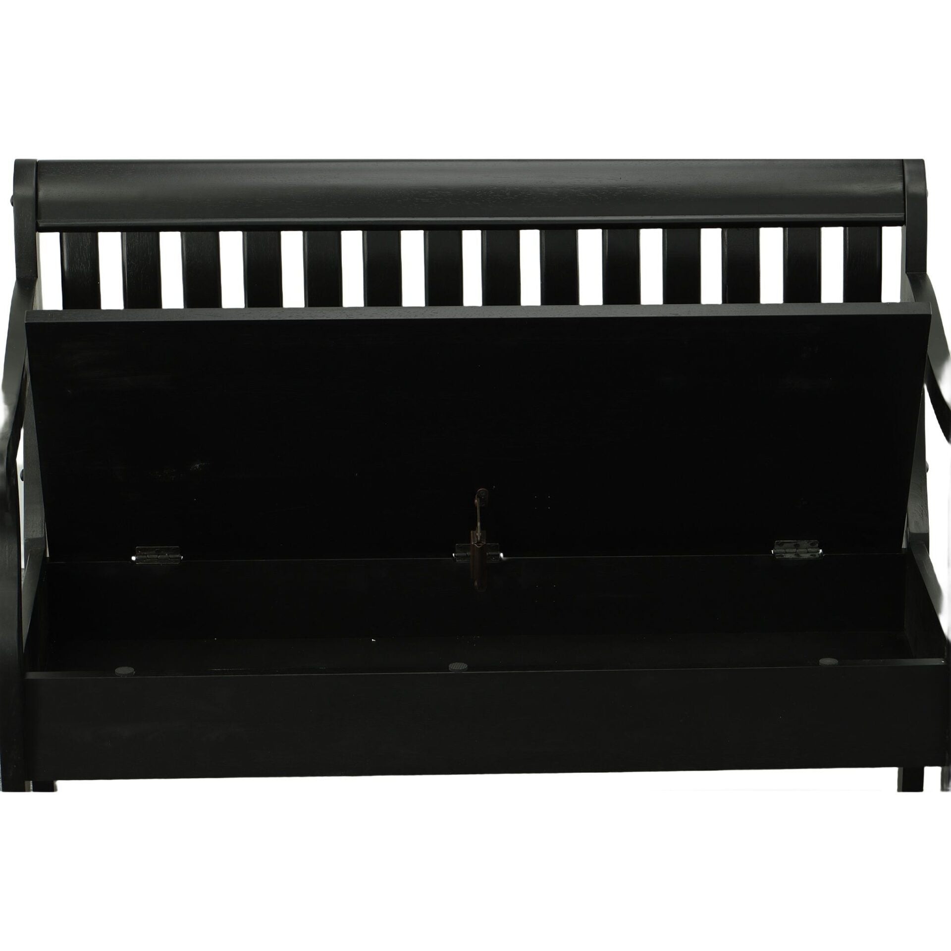42" Black Solid Wood Distressed Storage Bench With Flip Top Homeroots Living Room