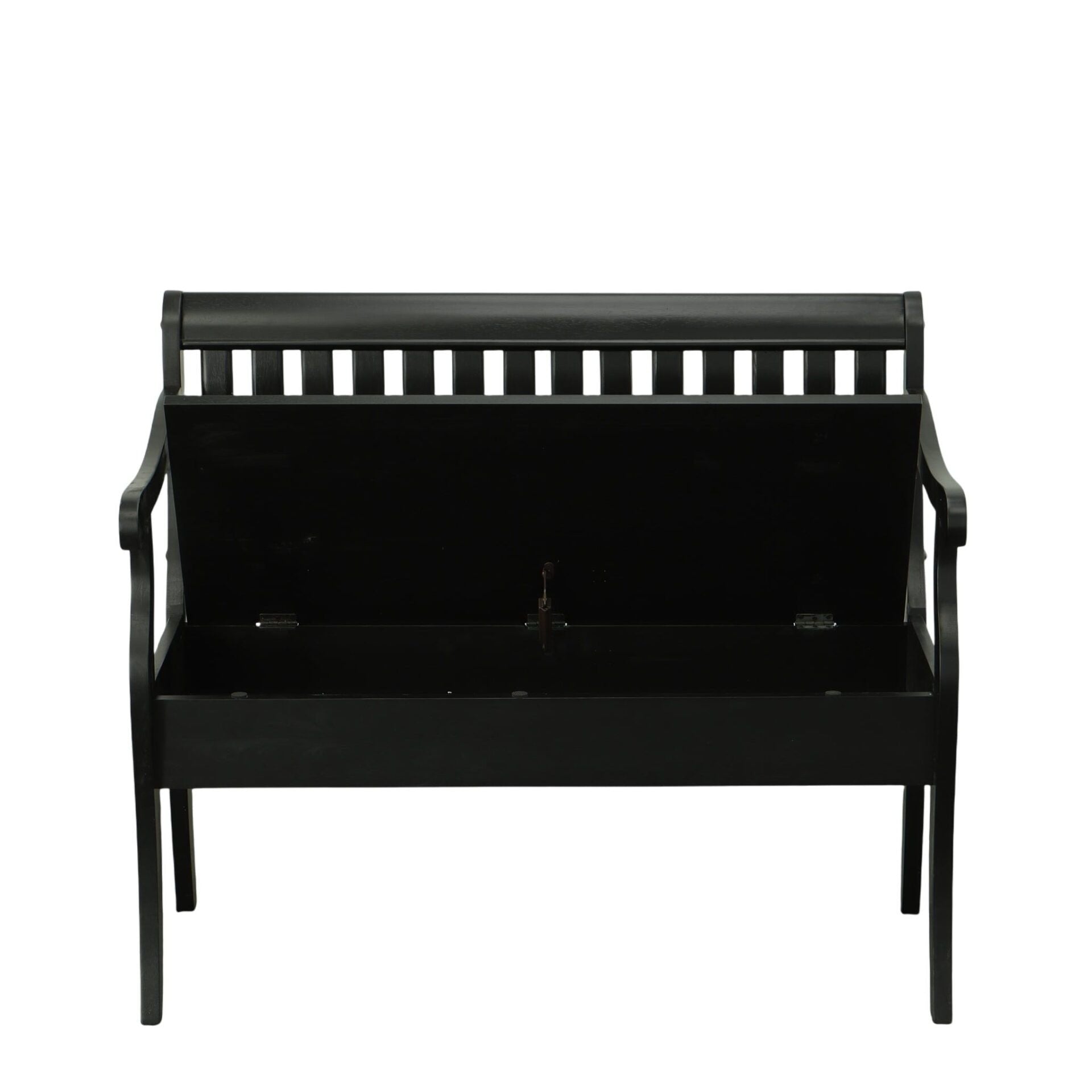 42" Black Solid Wood Distressed Storage Bench With Flip Top Homeroots Living Room
