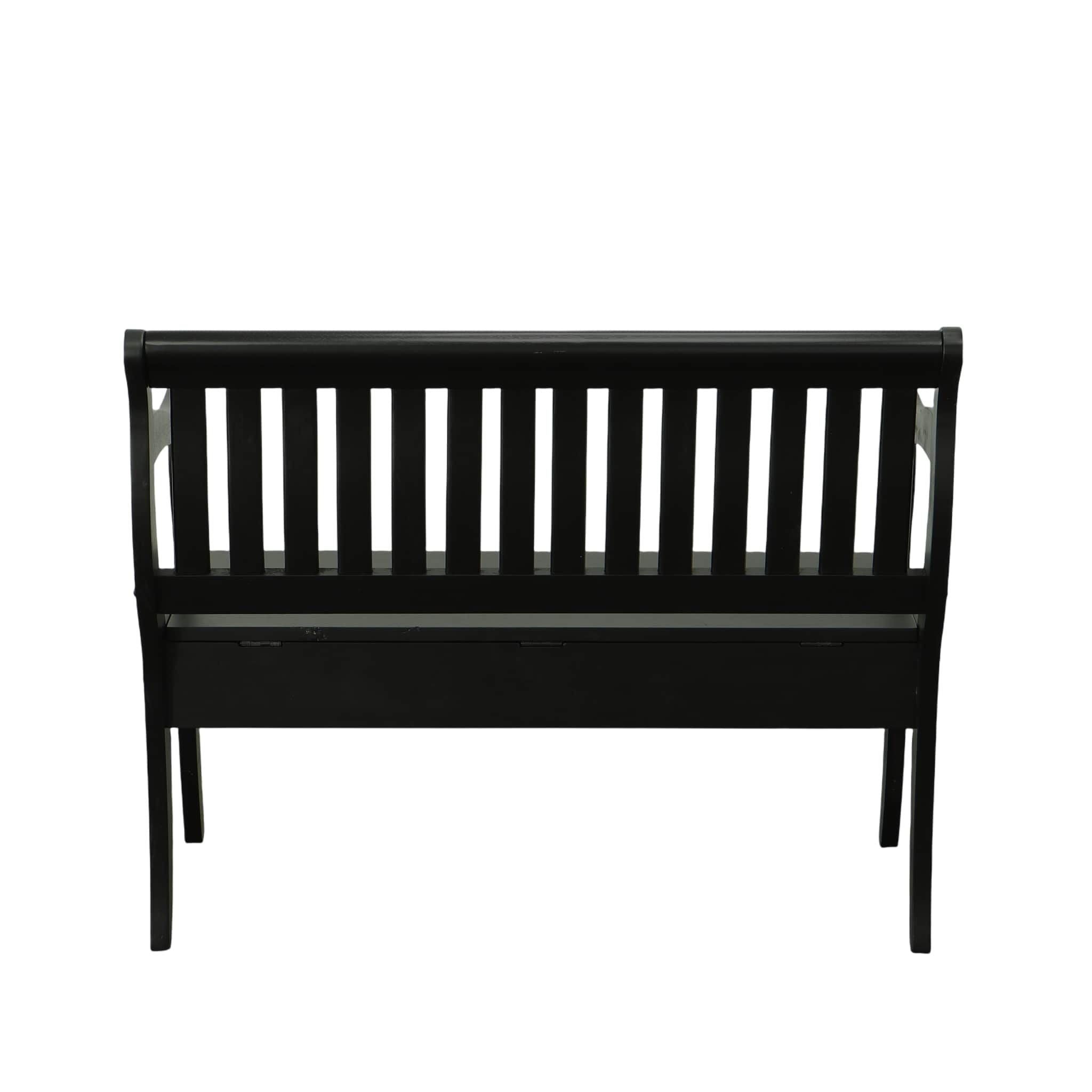 42" Black Solid Wood Distressed Storage Bench With Flip Top Homeroots Living Room