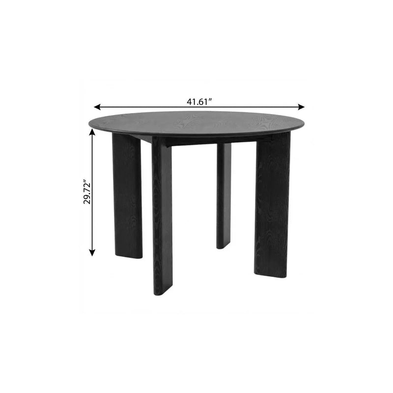 42" Black Solid Wood Round Top Dining Table Homeroots Kitchen & Dining