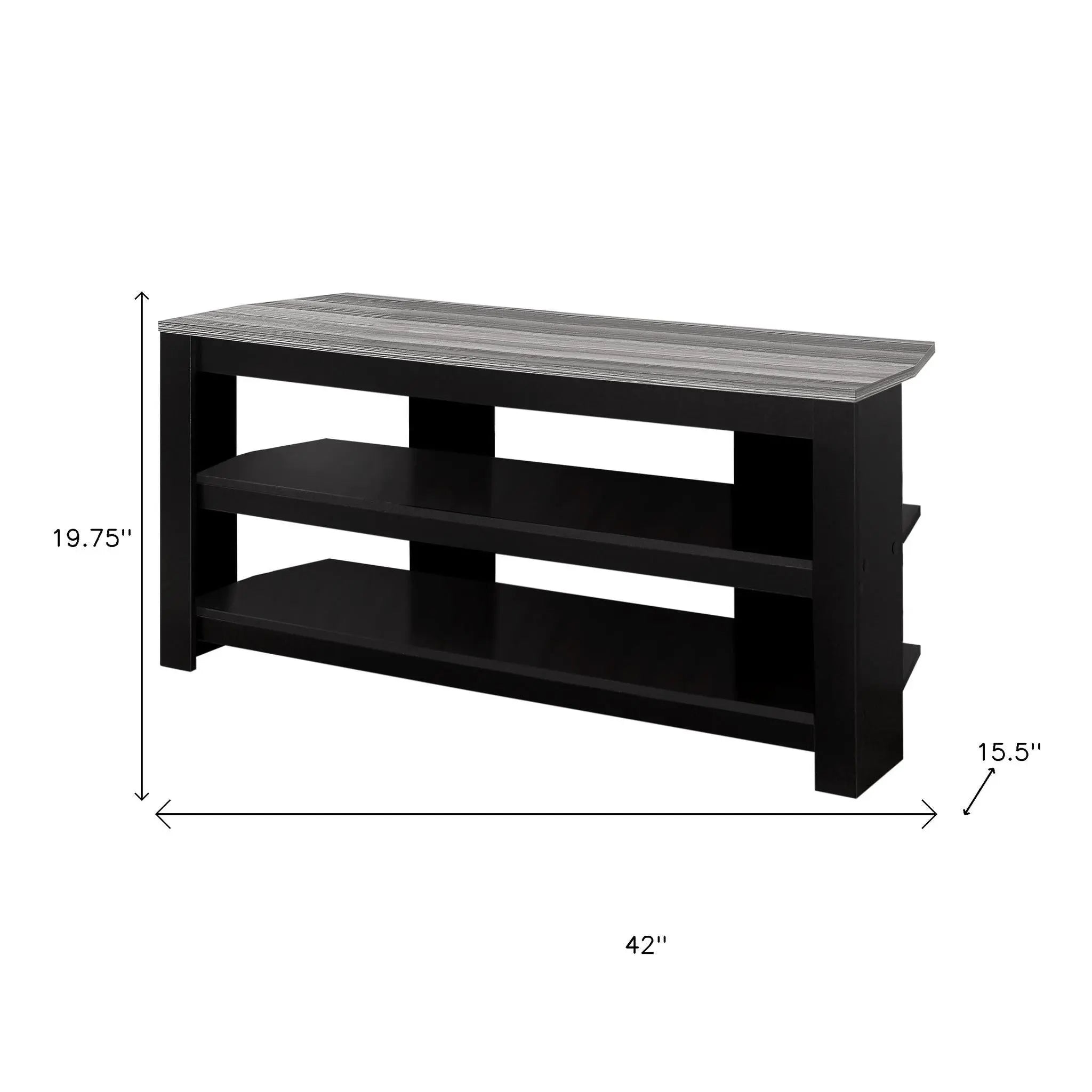 42" Black and Gray Open Shelving TV Stand Homeroots Living Room