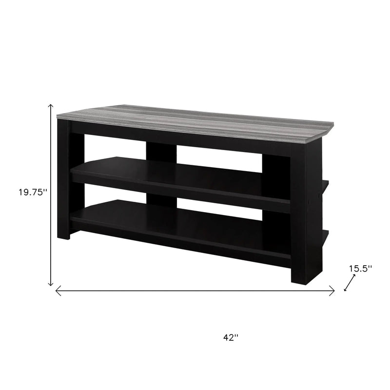 42" Black and Gray Open Shelving TV Stand Homeroots Living Room