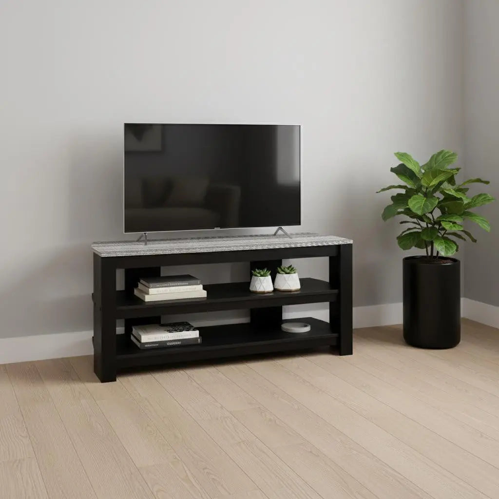 42" Black and Gray Open Shelving TV Stand Homeroots Living Room