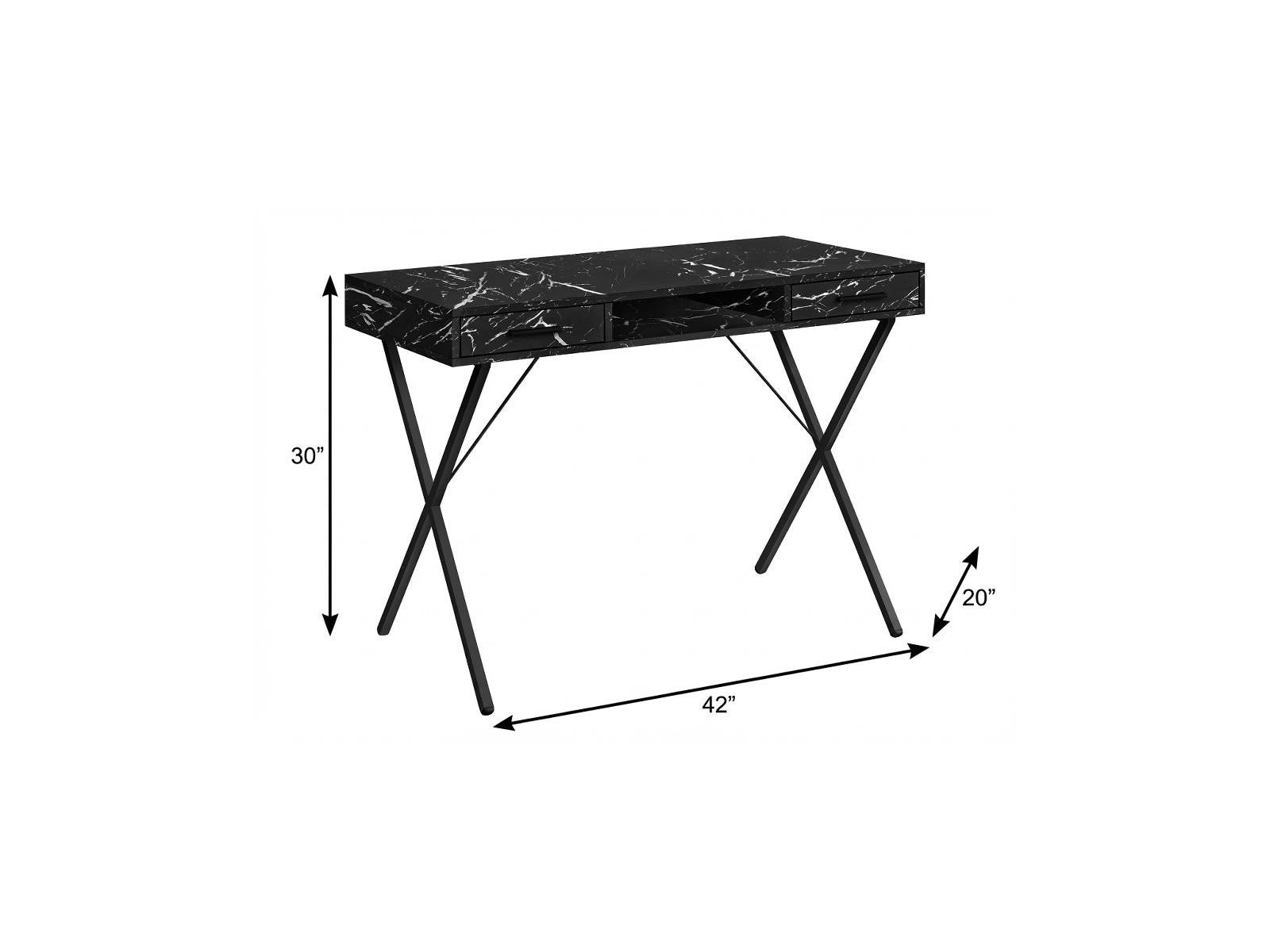 42" Black and White and Black Computer Desk With Two Drawers Homeroots Office