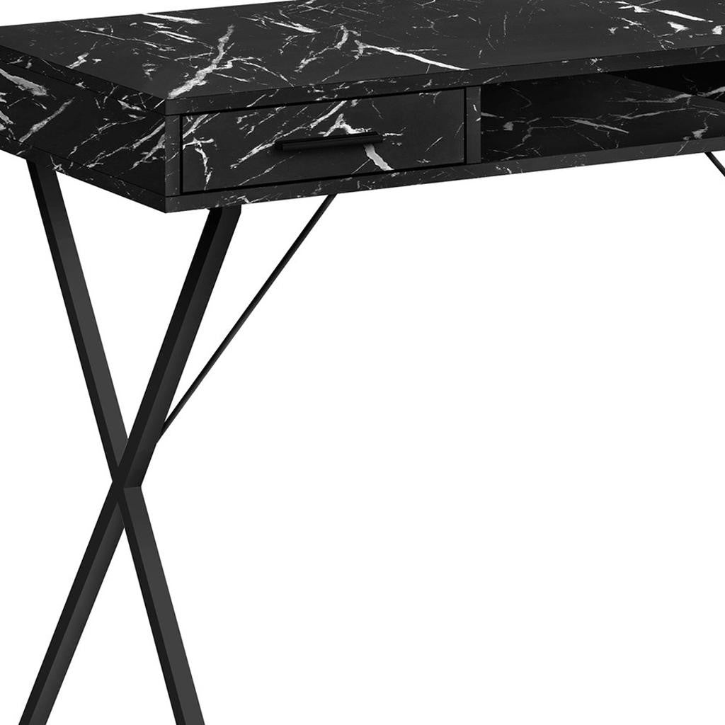 42" Black and White and Black Computer Desk With Two Drawers Homeroots Office