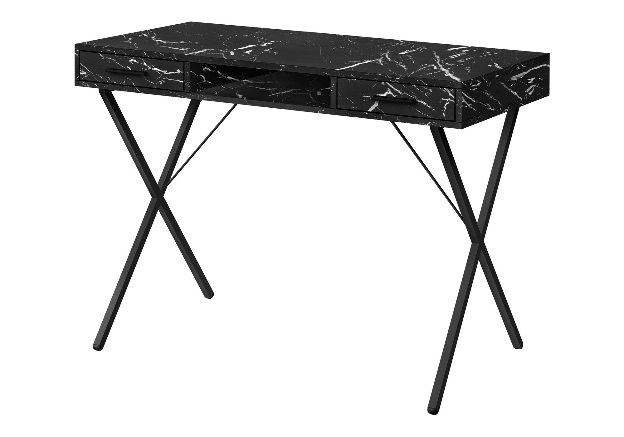 42" Black and White and Black Computer Desk With Two Drawers Homeroots Office