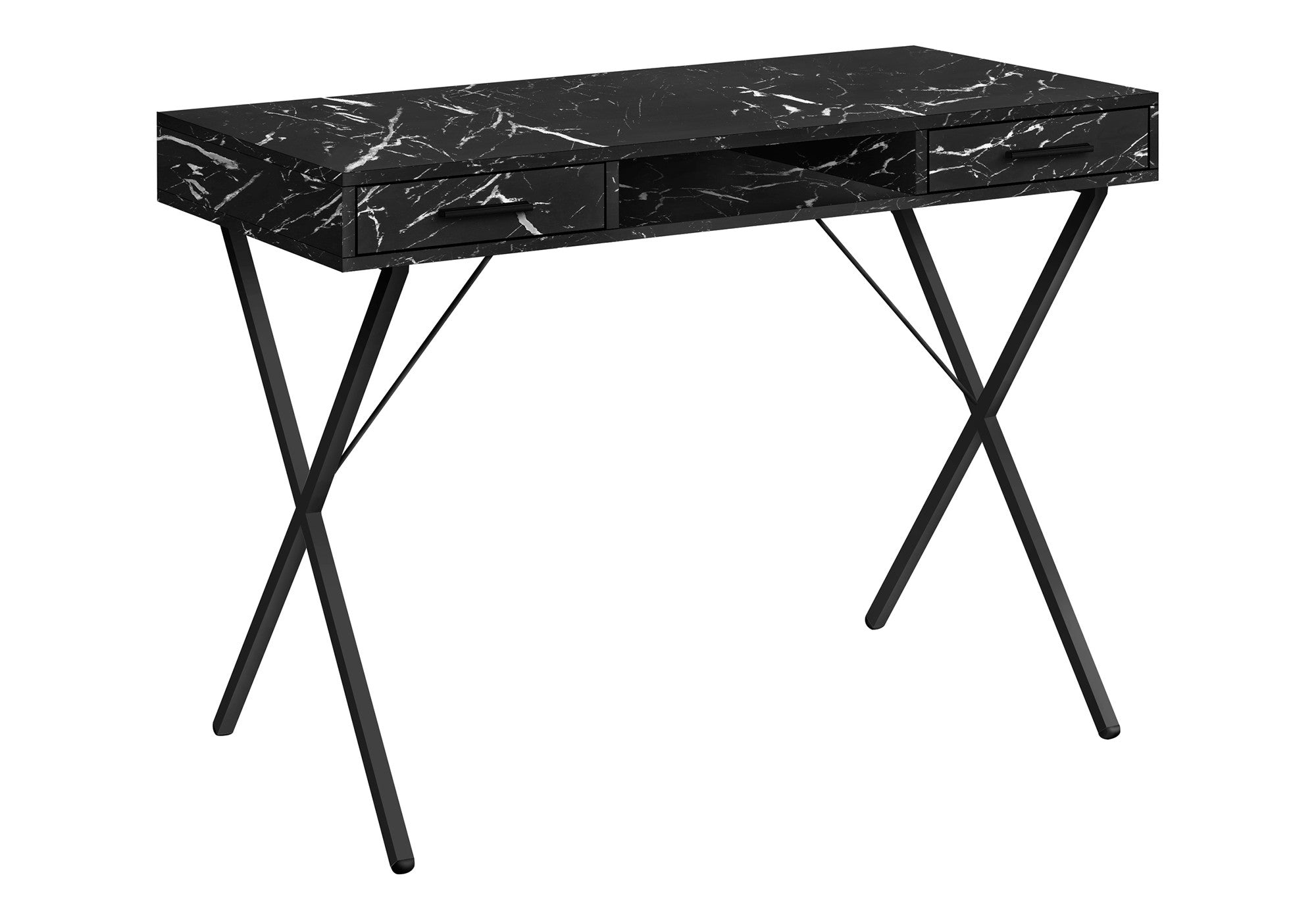 42" Black and White and Black Computer Desk With Two Drawers Homeroots Office