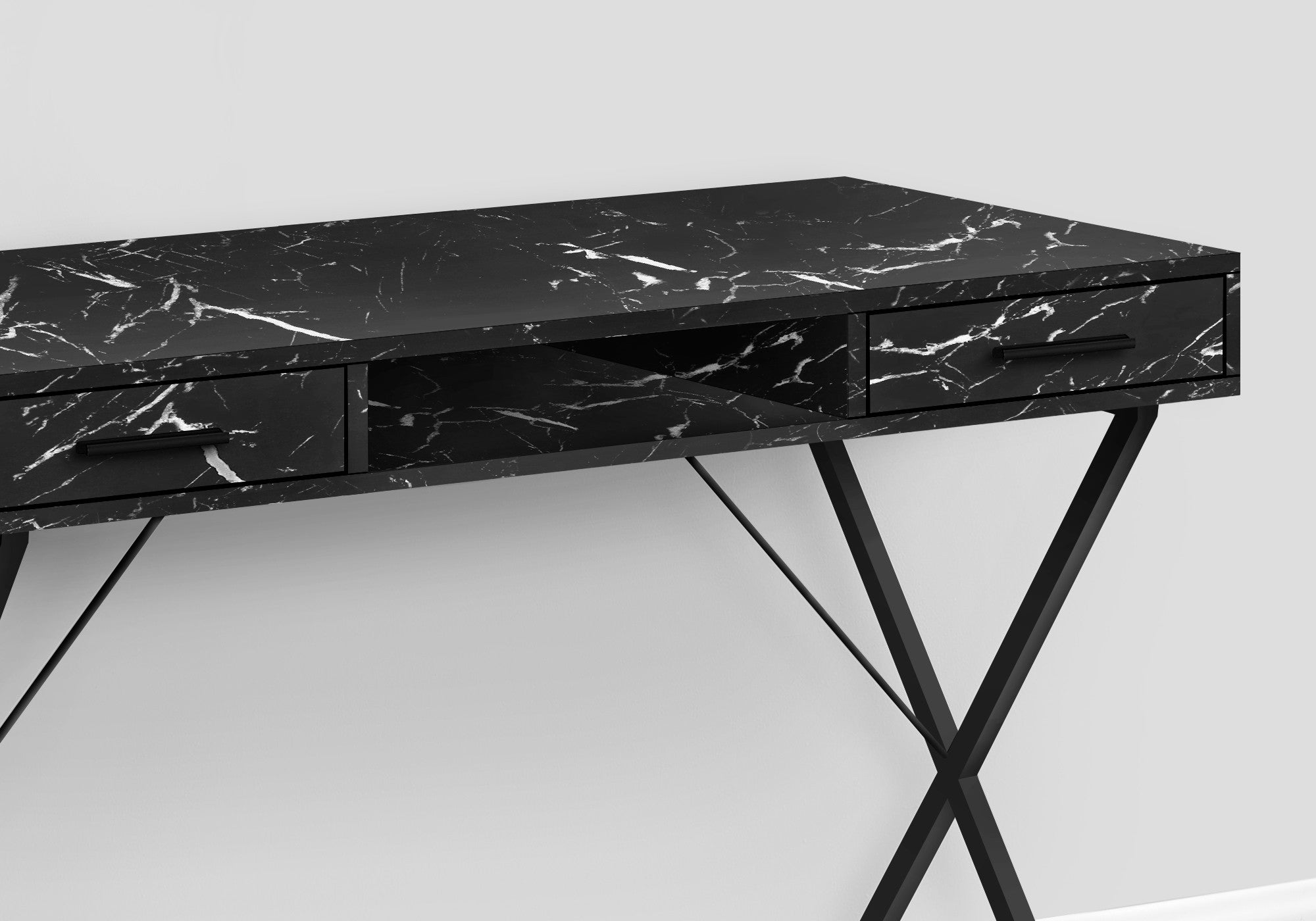 42" Black and White and Black Computer Desk With Two Drawers Homeroots Office