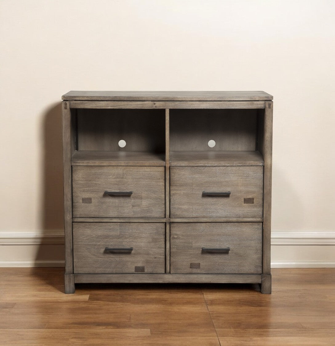 42" Brown Solid Wood Open Shelving TV Stand - GreatEagleInc