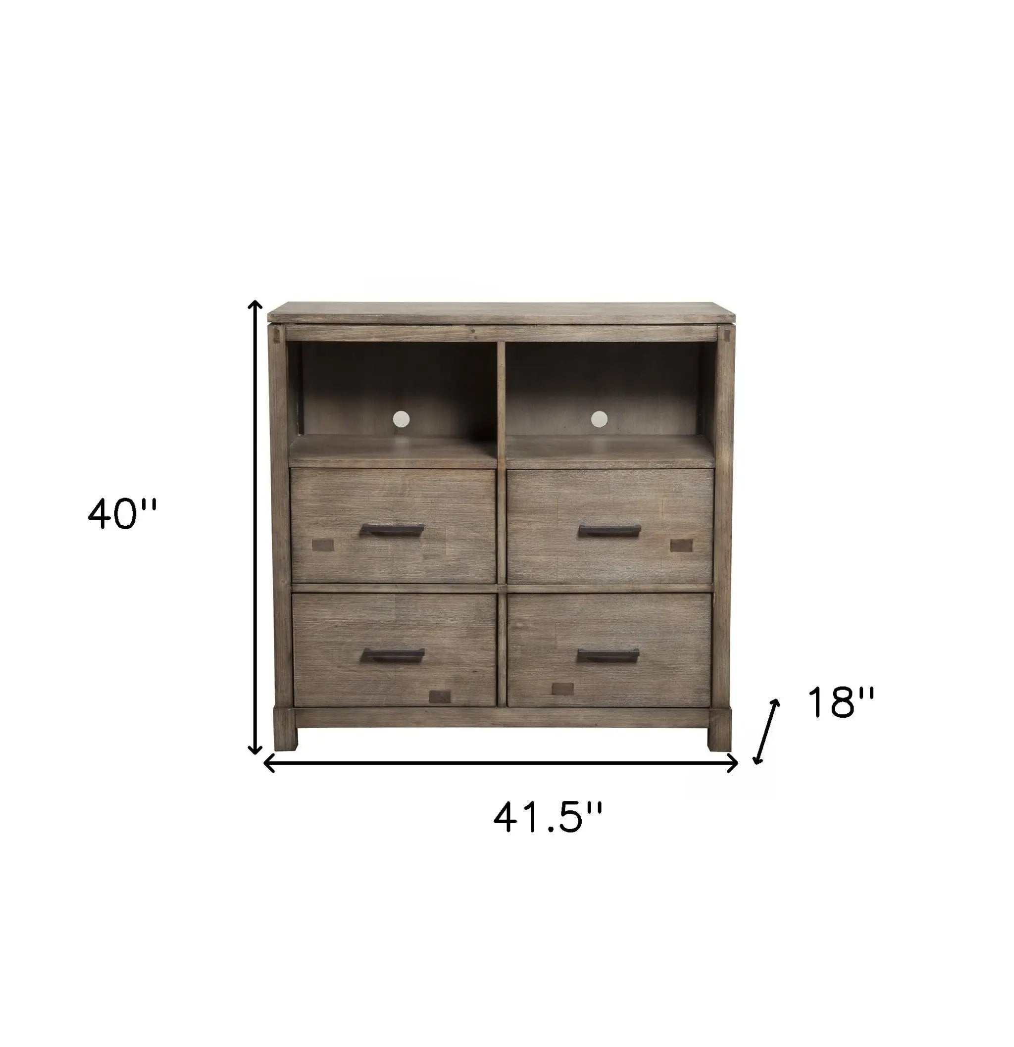 42" Brown Solid Wood Open Shelving TV Stand - GreatEagleInc