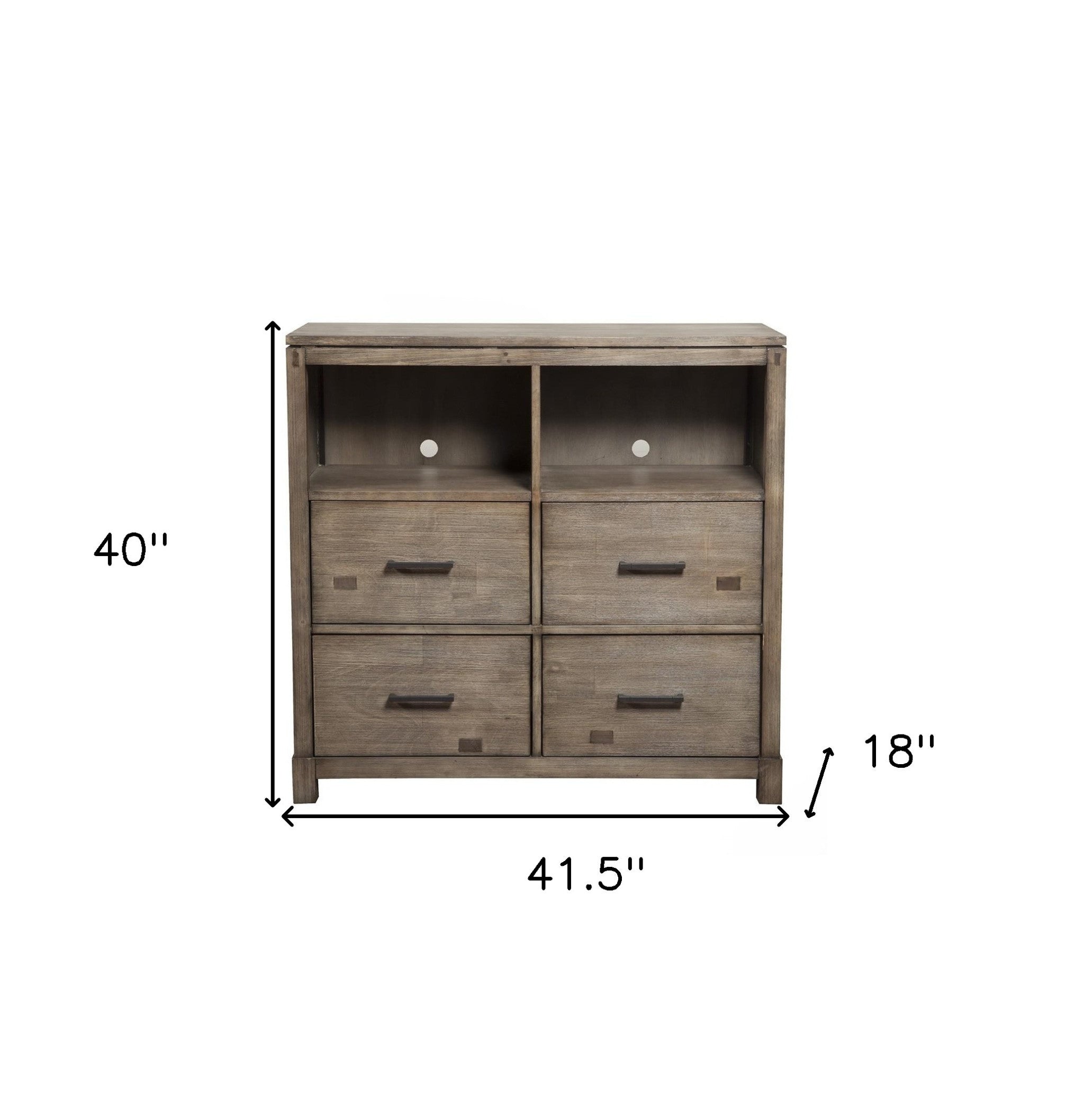 42" Brown Solid Wood Open Shelving TV Stand - GreatEagleInc