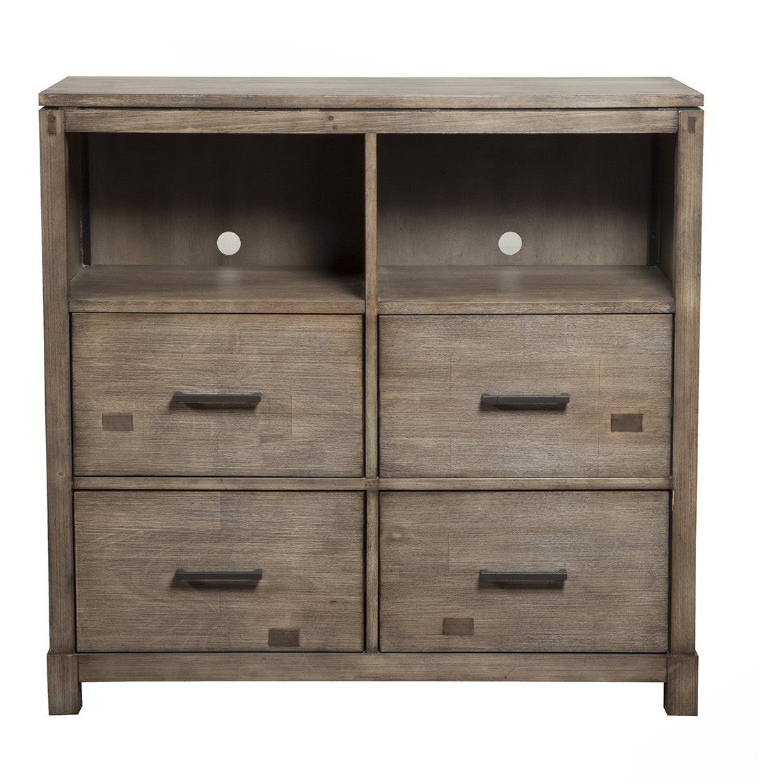 42" Brown Solid Wood Open Shelving TV Stand - GreatEagleInc