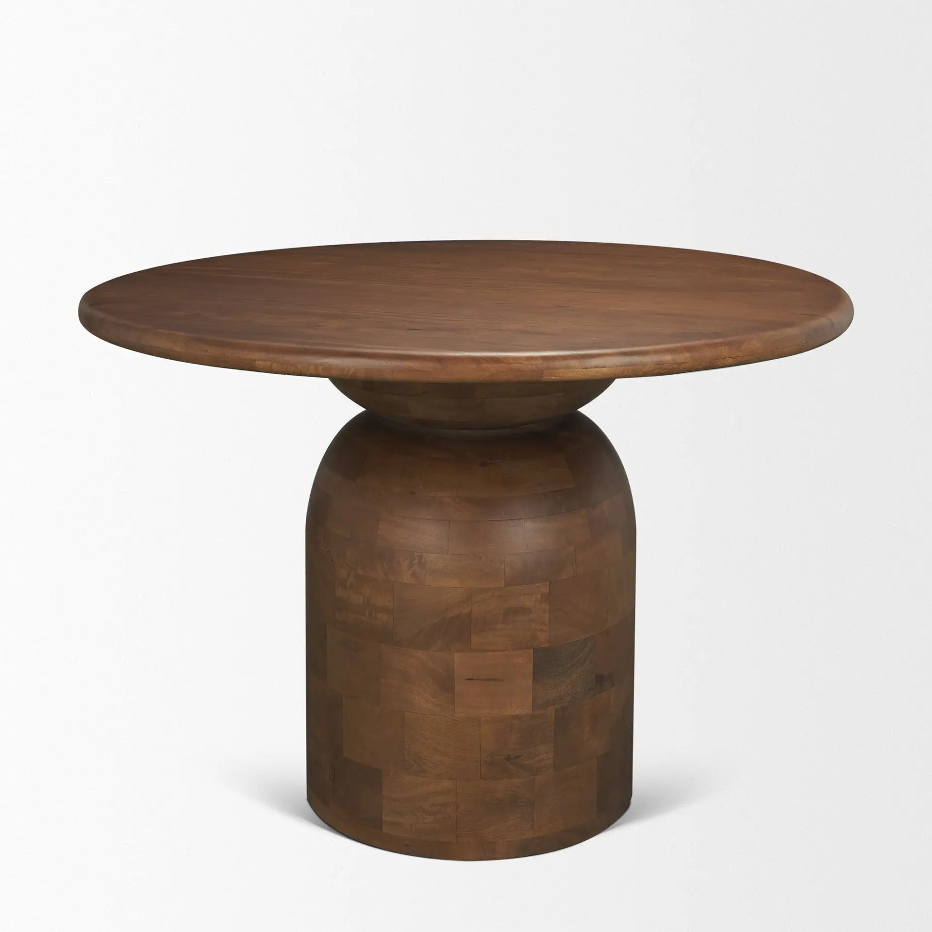 42" Brown Solid Wood Pedestal Base Round Top Dining Table Homeroots Kitchen & Dining