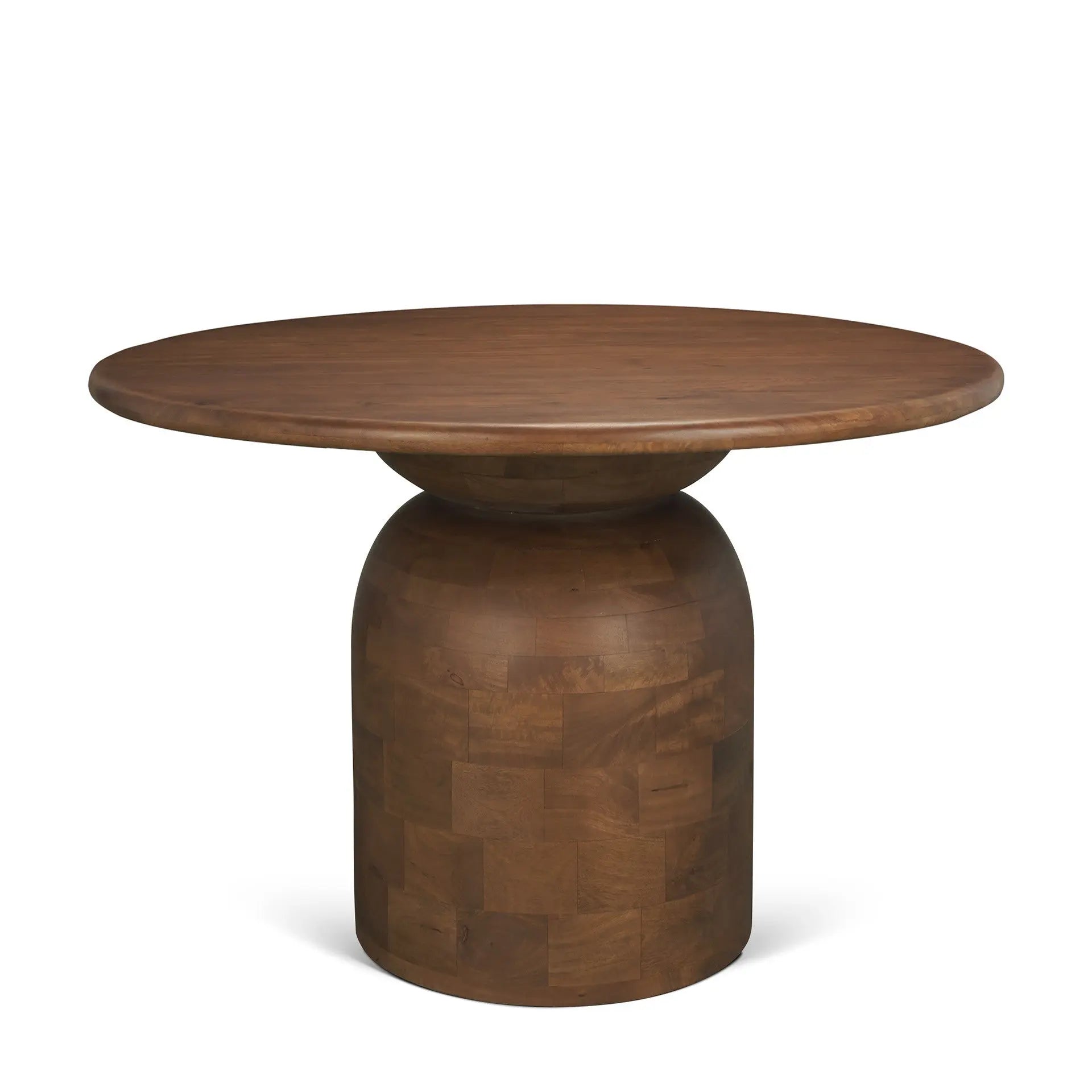 42" Brown Solid Wood Pedestal Base Round Top Dining Table Homeroots Kitchen & Dining