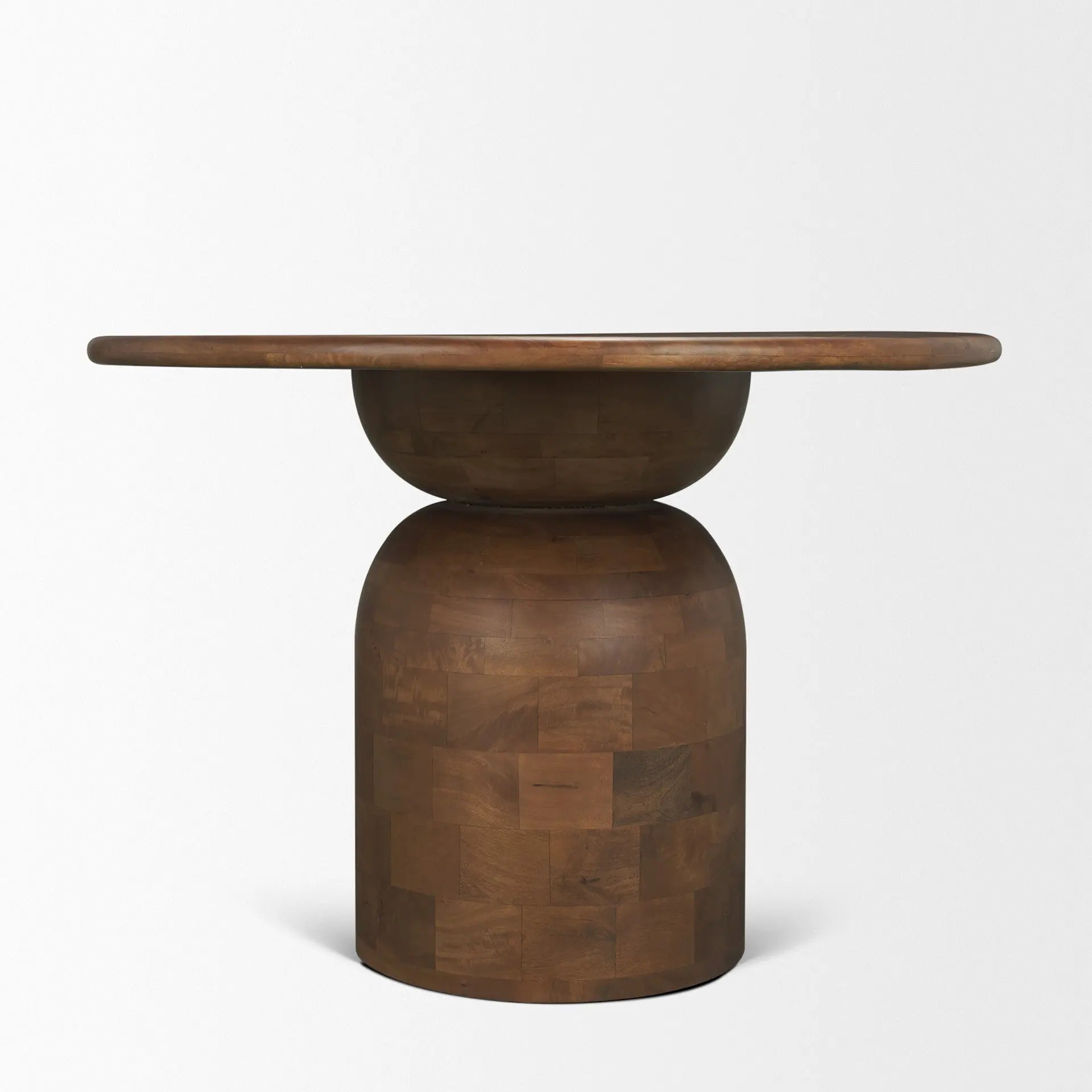 42" Brown Solid Wood Pedestal Base Round Top Dining Table Homeroots Kitchen & Dining